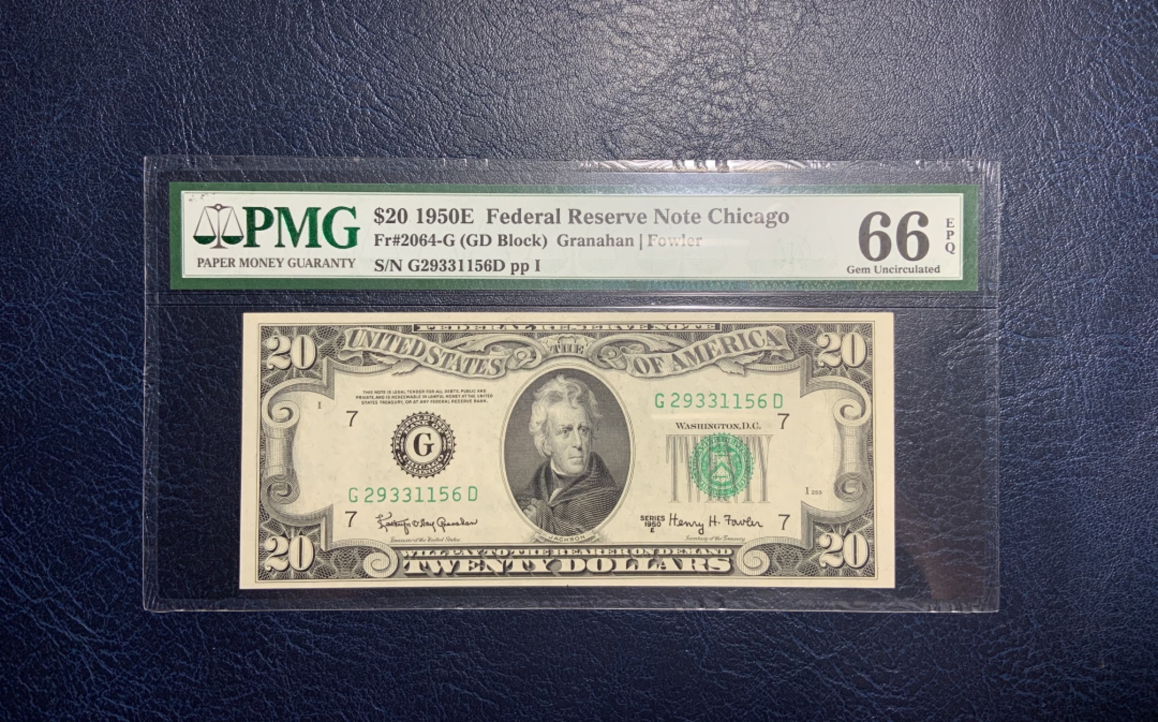 收藏联盟Quantum Auction 第208期拍卖(最后三拍新添测试钞评级币) 美国1950年联邦储备券20元 PMG66
