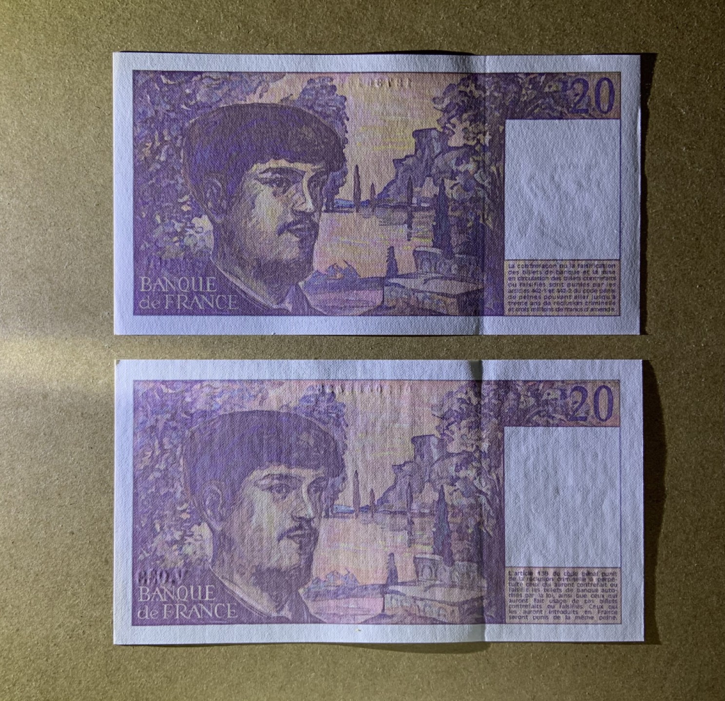 收藏联盟Quantum Auction 第208期拍卖(最后三拍新添测试钞评级币) 法国1991-97年20法郎 品相全新UNC 不同年份和签名