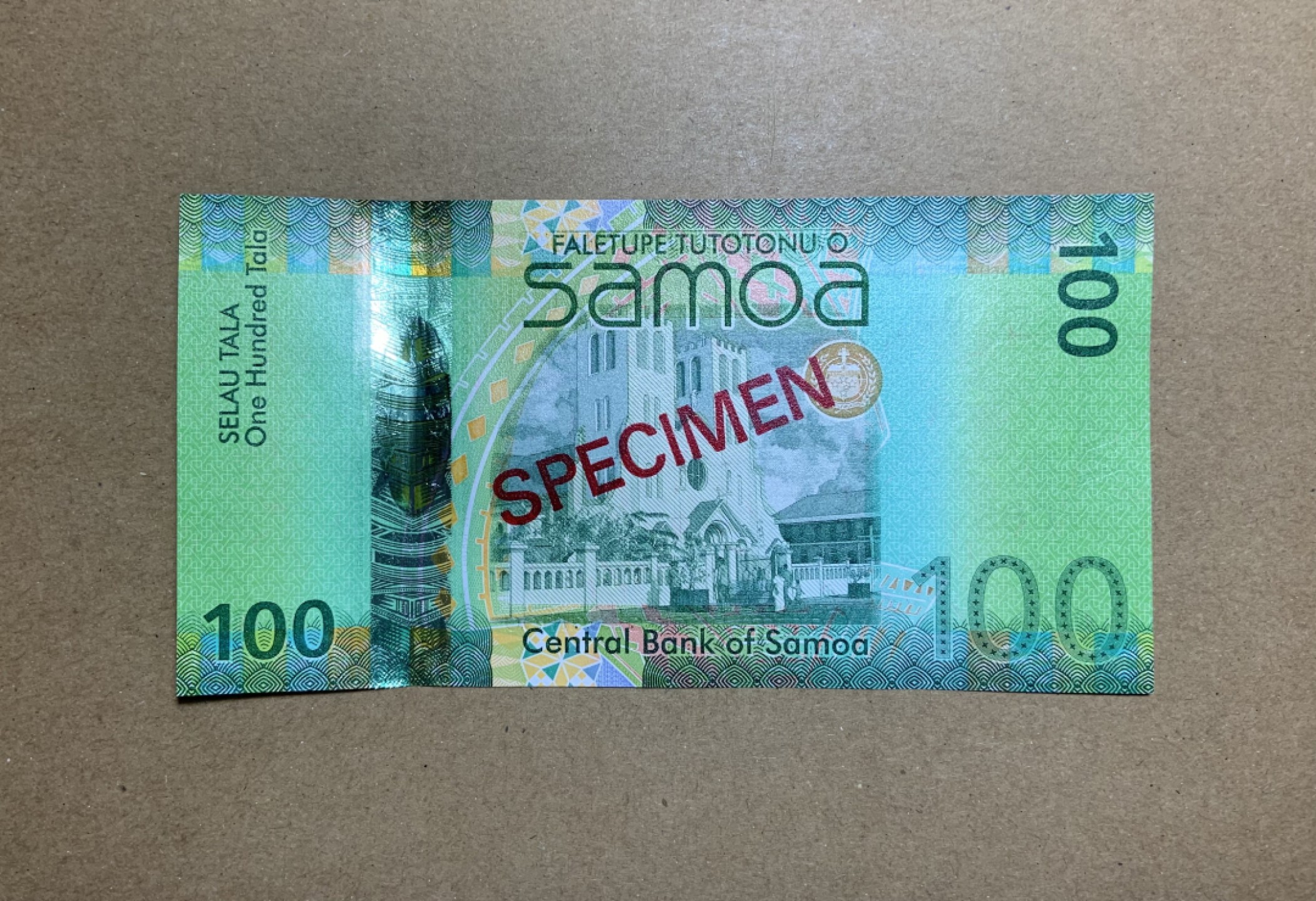 收藏联盟Quantum Auction 第208期拍卖(最后三拍新添测试钞评级币) 萨摩亚2008年100塔拉样票 品相全新UNC 