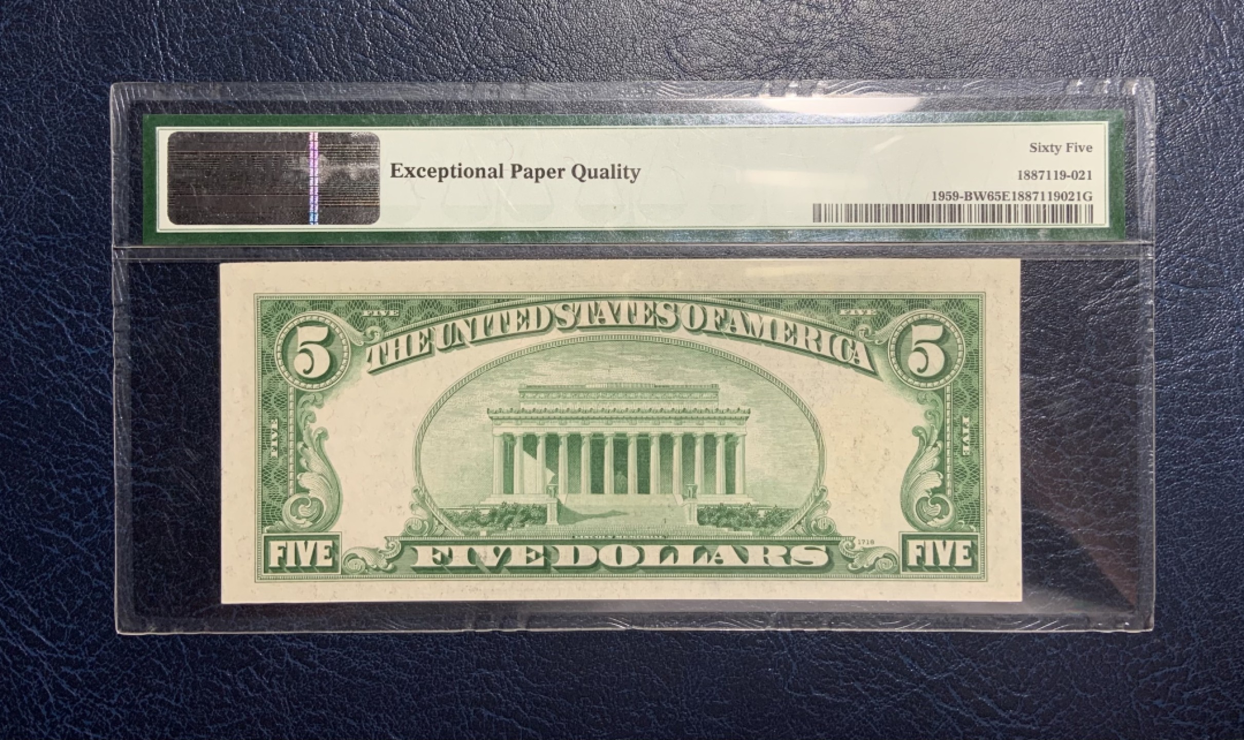 收藏联盟Quantum Auction 第208期拍卖(最后三拍新添测试钞评级币) 美国联邦1934年5元 PMG65 稀少绿色库印