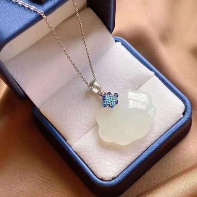 女款中国结如意平安锁烧蓝吊坠项链925纯银长命锁国风文艺项坠 - 女款中国结如意平安锁烧蓝吊坠项链925纯银长命锁国风文艺项坠