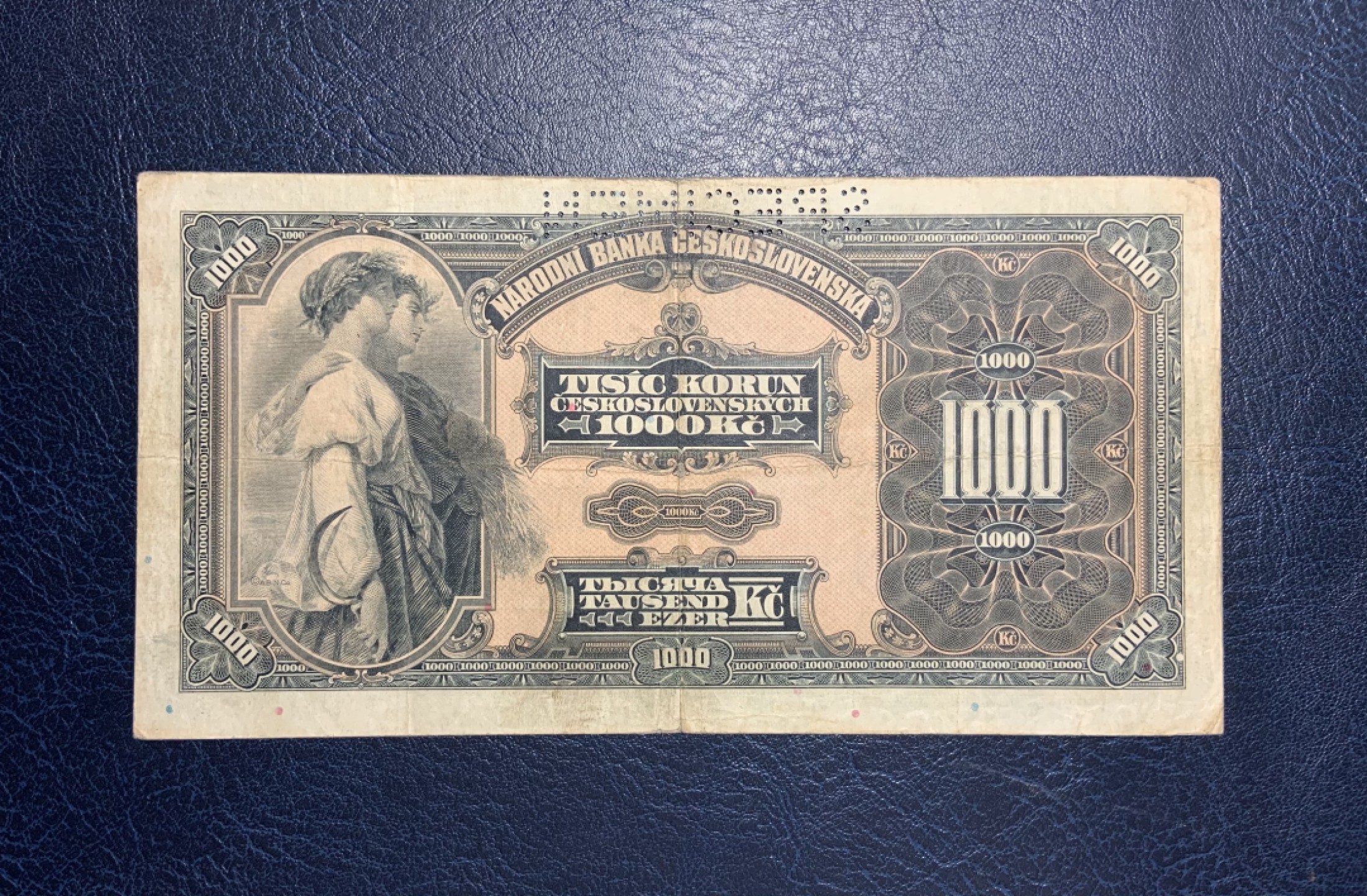 收藏联盟Quantum Auction 第208期拍卖(最后三拍新添测试钞评级币) 捷克斯洛伐克1932年1000克朗样票 品相如图 大天使 大票幅