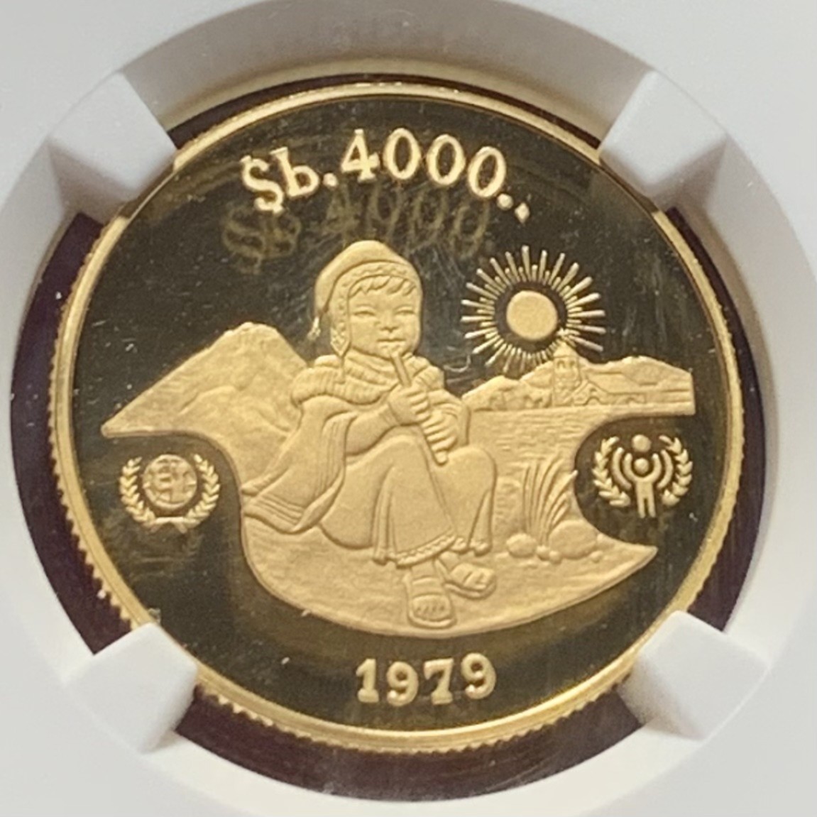 紫瑗钱币——第244期拍卖 玻利维亚 1979年 国际儿童年 4000比索 金币 NGC PR69 UC