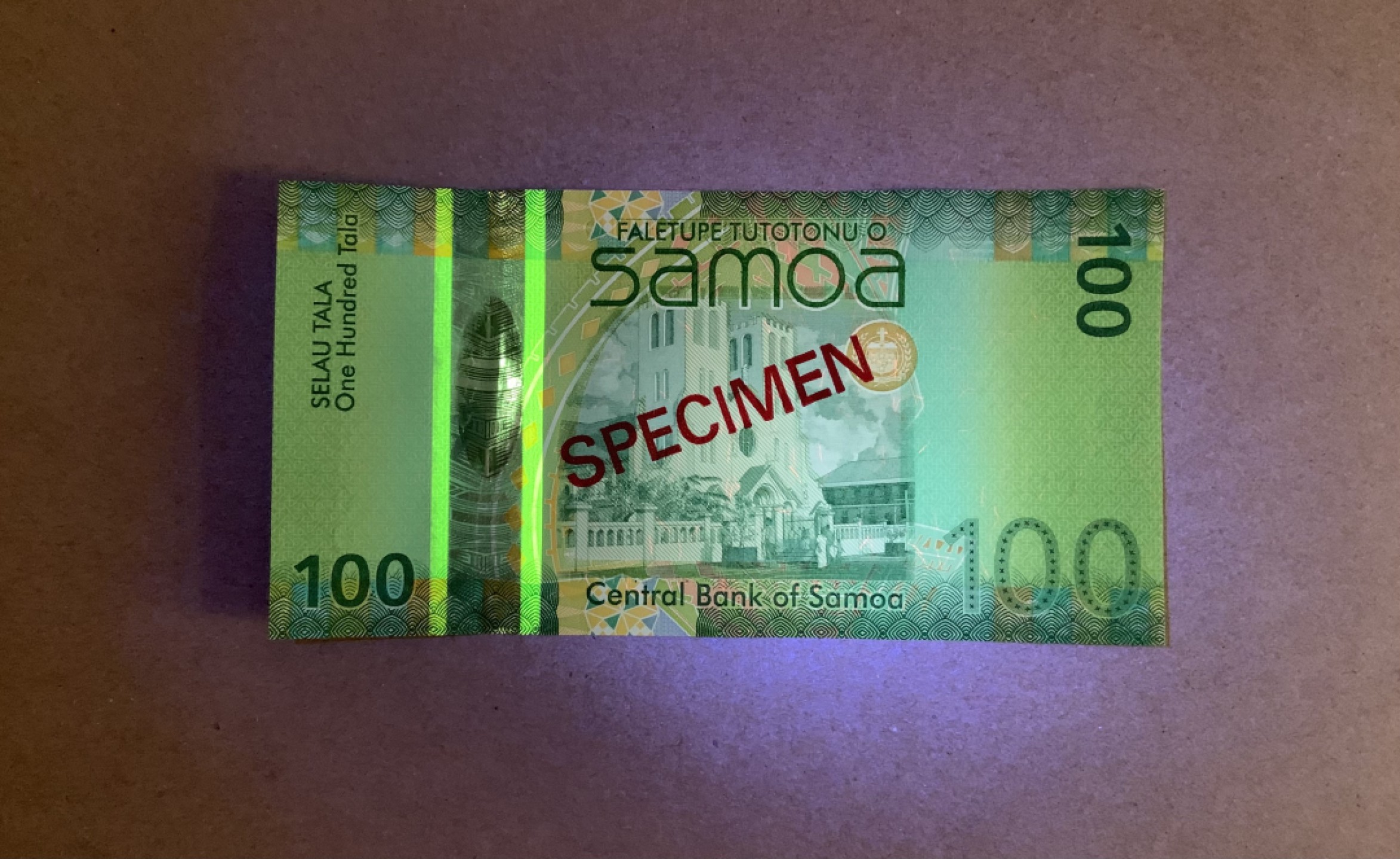 收藏联盟Quantum Auction 第208期拍卖(最后三拍新添测试钞评级币) 萨摩亚2008年100塔拉样票 品相全新UNC 