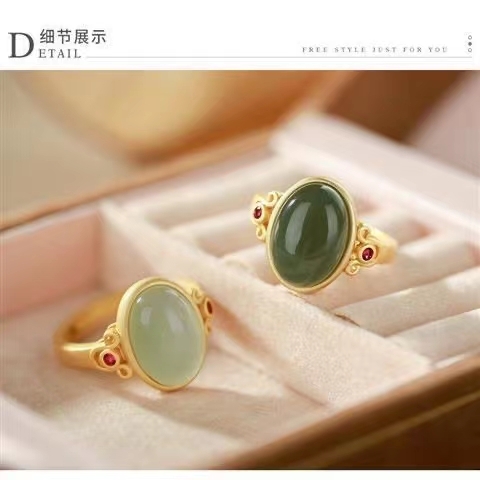 精致鸽蛋女款开口戒指简约镀金可调节中国风宫廷风复古指环手饰品 颜色备注