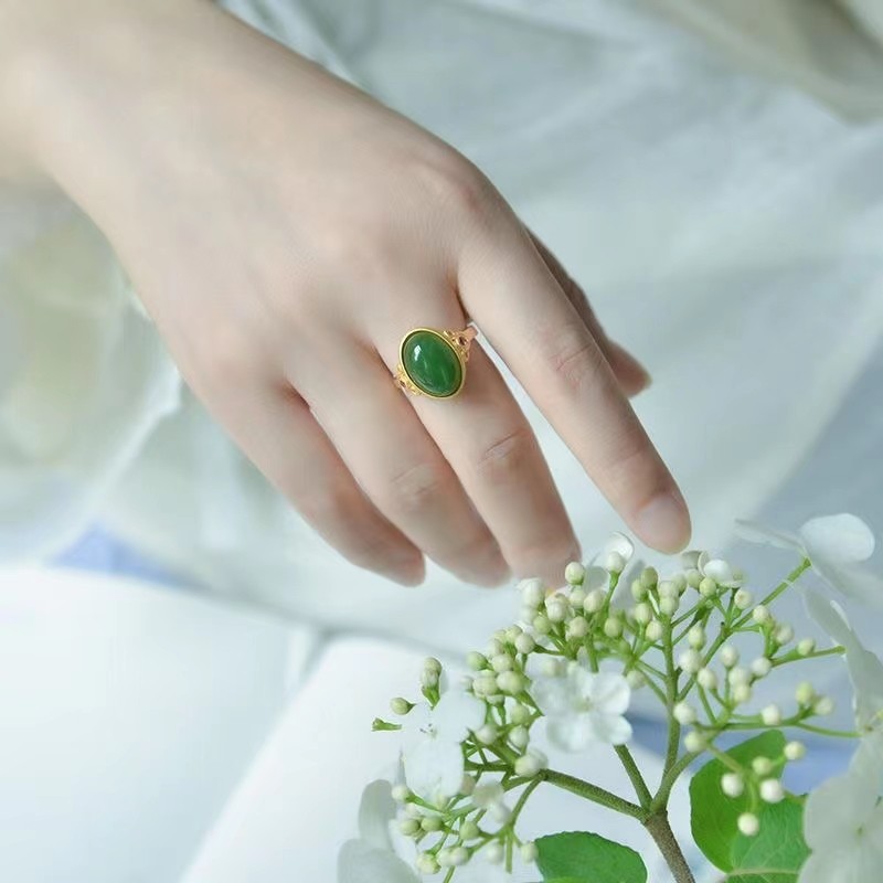 精致鸽蛋女款开口戒指简约镀金可调节中国风宫廷风复古指环手饰品 颜色备注
