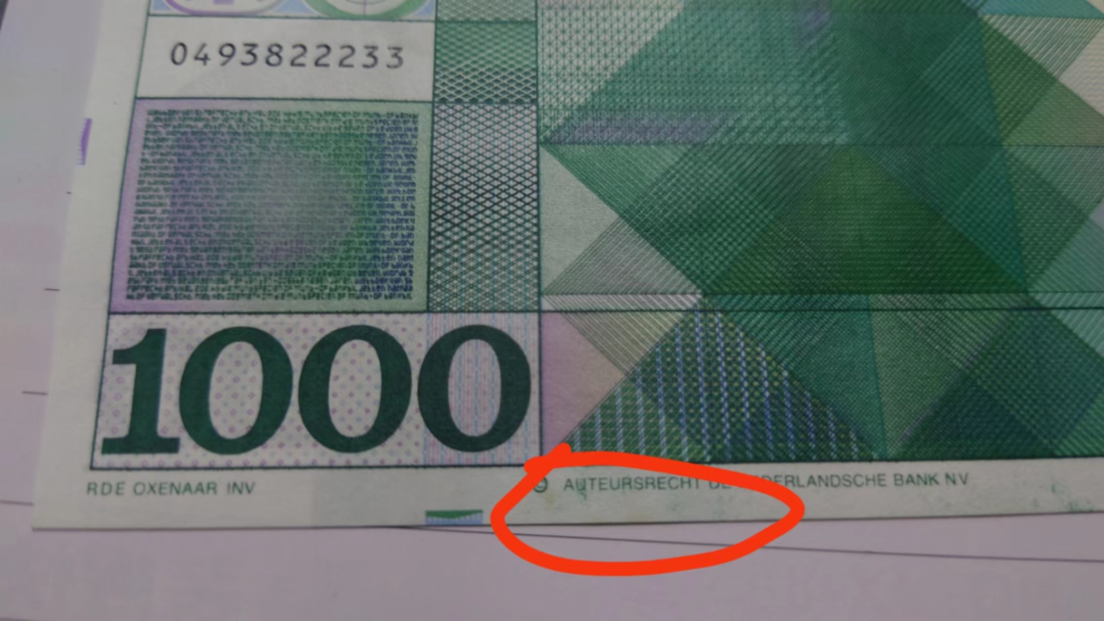 11.12【囧羊收藏】双11裸钞专场 总49期暨2022年第六期 1972年荷兰1000盾 斯宾沙诺 全新有几处肉眼微黄（如图标注）