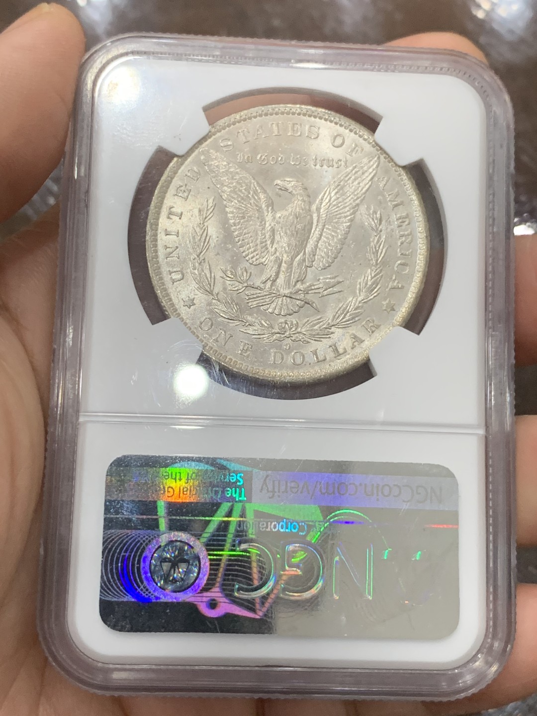 《竞宝斋》第115场-周日，周一 ，2场连拍（全场包邮） NGC-MS64 美国 1883年 摩根银币 卷首彩 状态很不错