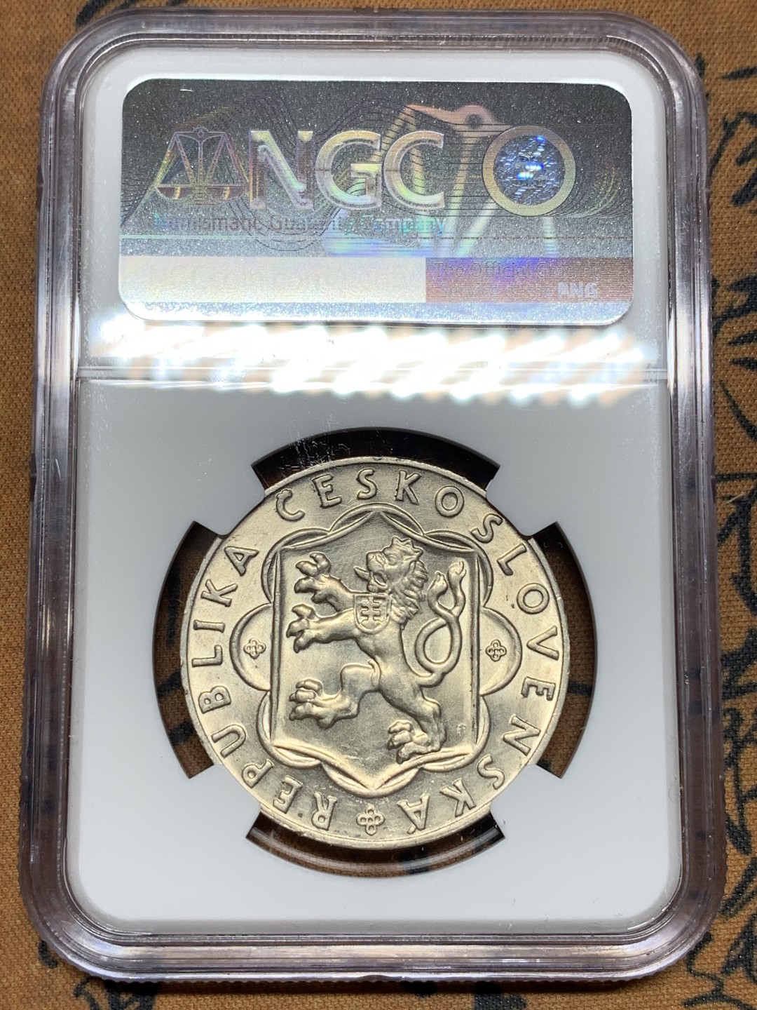 《竞宝斋》第115场-周日，周一 ，2场连拍（全场包邮） NGC-UNC 捷克1954年 斯洛伐克起义纪念 25克朗银币 原光好品 没看出有洗过痕迹