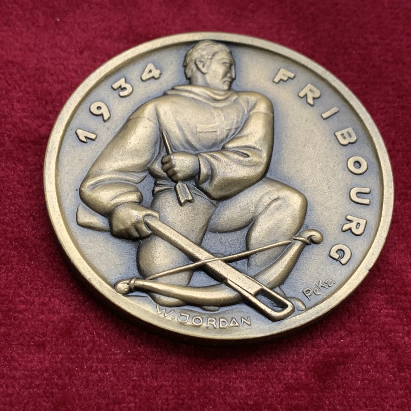 《竞宝斋》第115场-周日，周一 ，2场连拍（全场包邮） 瑞士1934年 射击节 铜章50mm53g