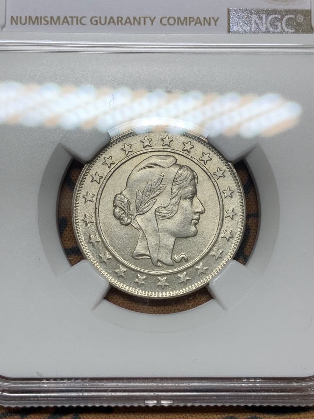 《竞宝斋》第115场-周日，周一 ，2场连拍（全场包邮） NGC-MS65 巴西 1927年 女神头像 2000R银币 顶级品相