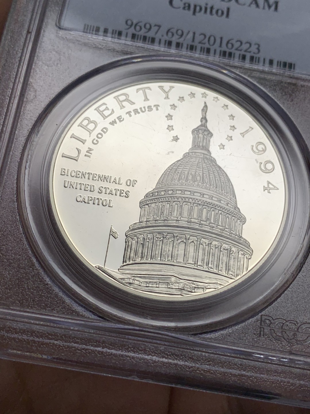 《竞宝斋》第115场-周日，周一 ，2场连拍（全场包邮） PCGS PR69DCAM 美国 1994年 国会大厦 200周年纪念 精制大银币 26.73克 900银