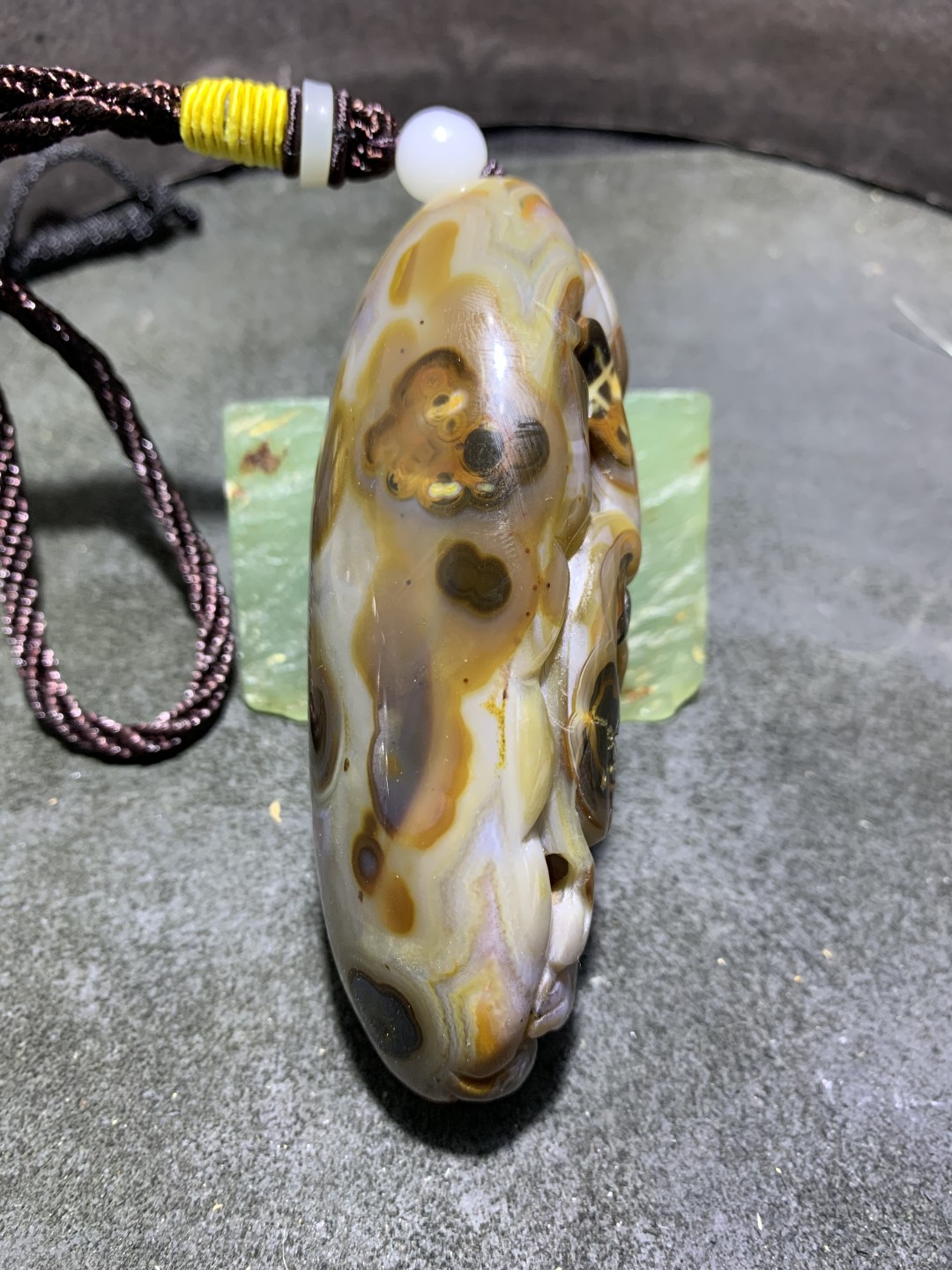 精美高玉化巴西玛瑙镂空雕刻聚宝盆貔貅把件一个！