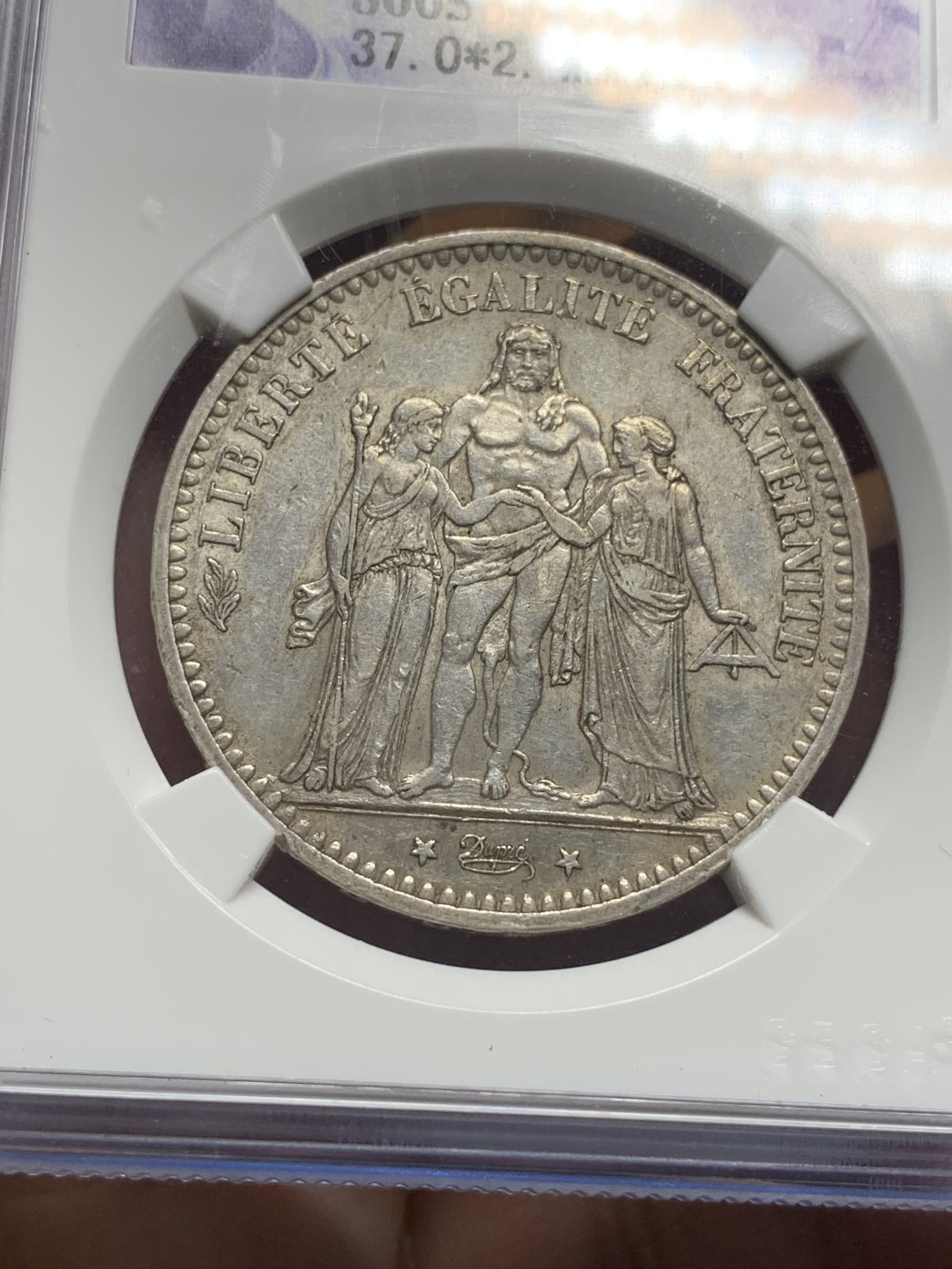 《竞宝斋》第115场-周日，周一 ，2场连拍（全场包邮） 公博 老盒 法国 1873年 大力神 5法郎银币