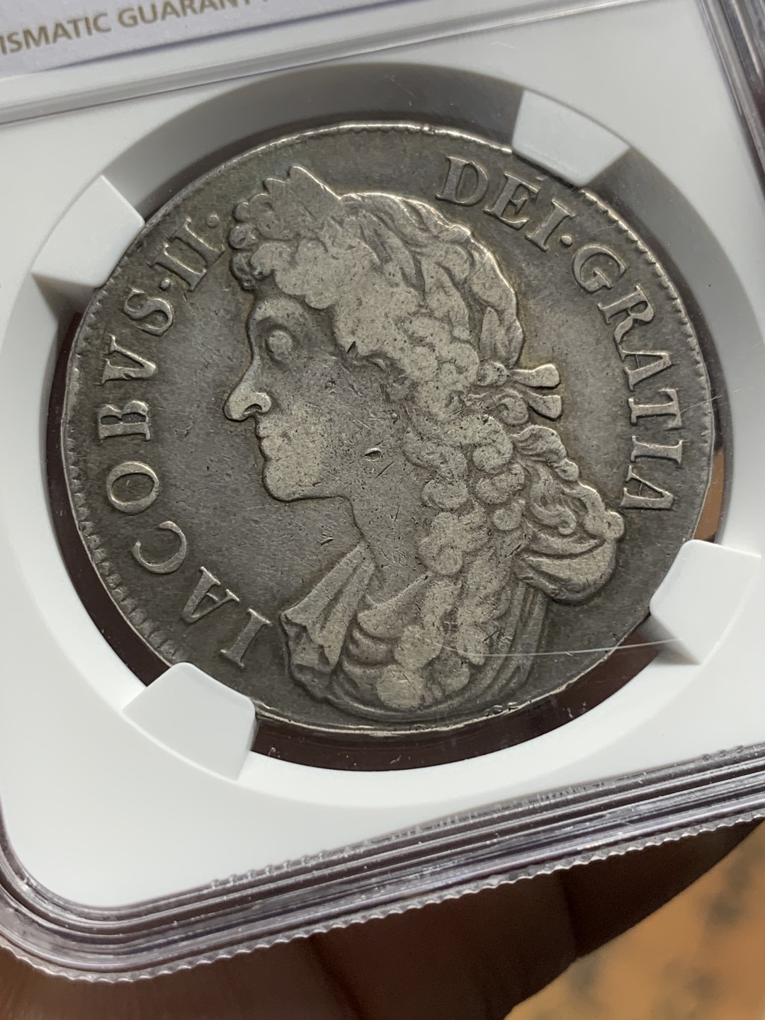 《竞宝斋》第115场-周日，周一 ，2场连拍（全场包邮） NGC VF35 英国 1688 詹姆斯二世  1克朗 大银币 稀缺品种