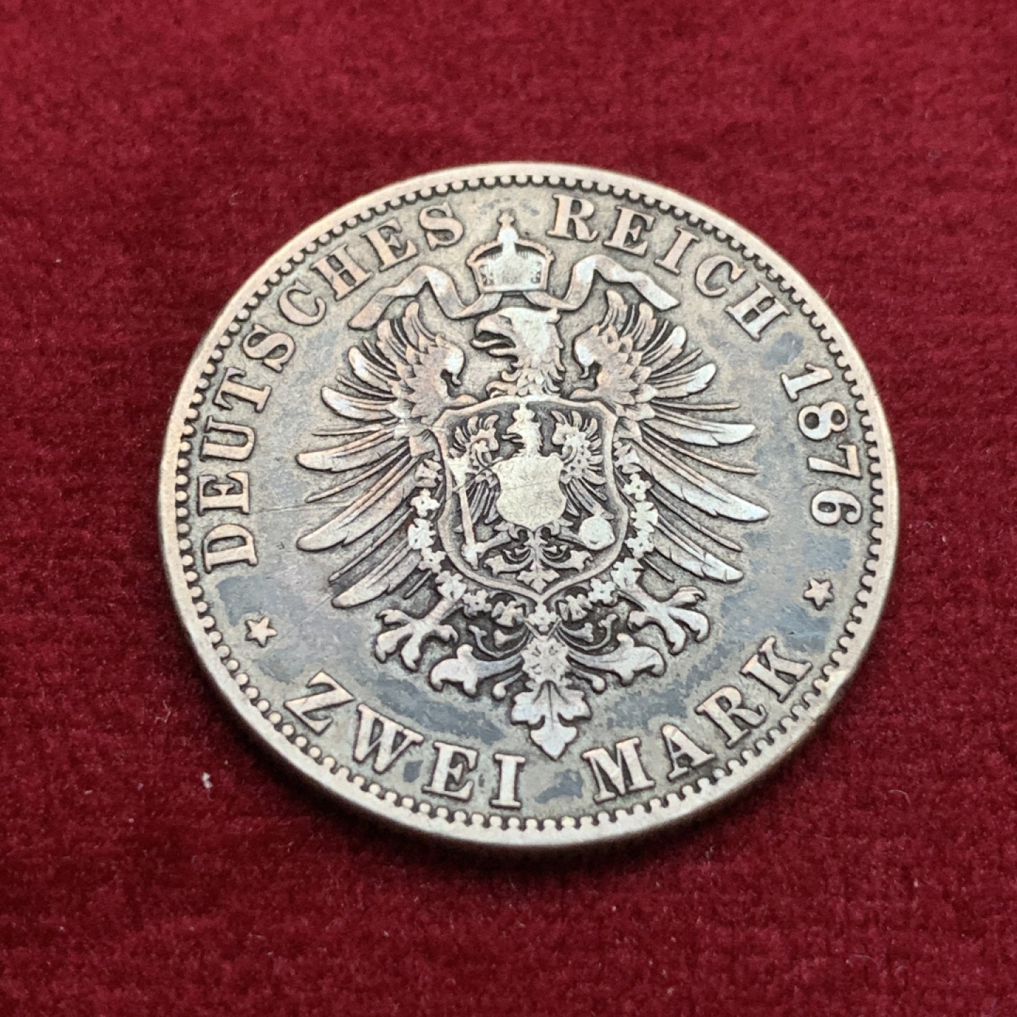 《竞宝斋》第115场-周日，周一 ，2场连拍（全场包邮） 1876年德国梅克伦堡2马克，银币，少见地中海马克