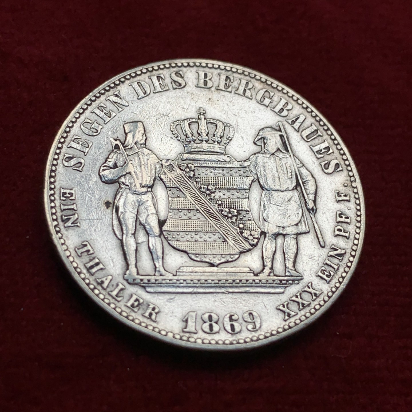 《竞宝斋》第115场-周日，周一 ，2场连拍（全场包邮） 1869年德国萨克森矿业泰勒 银币 也不多见