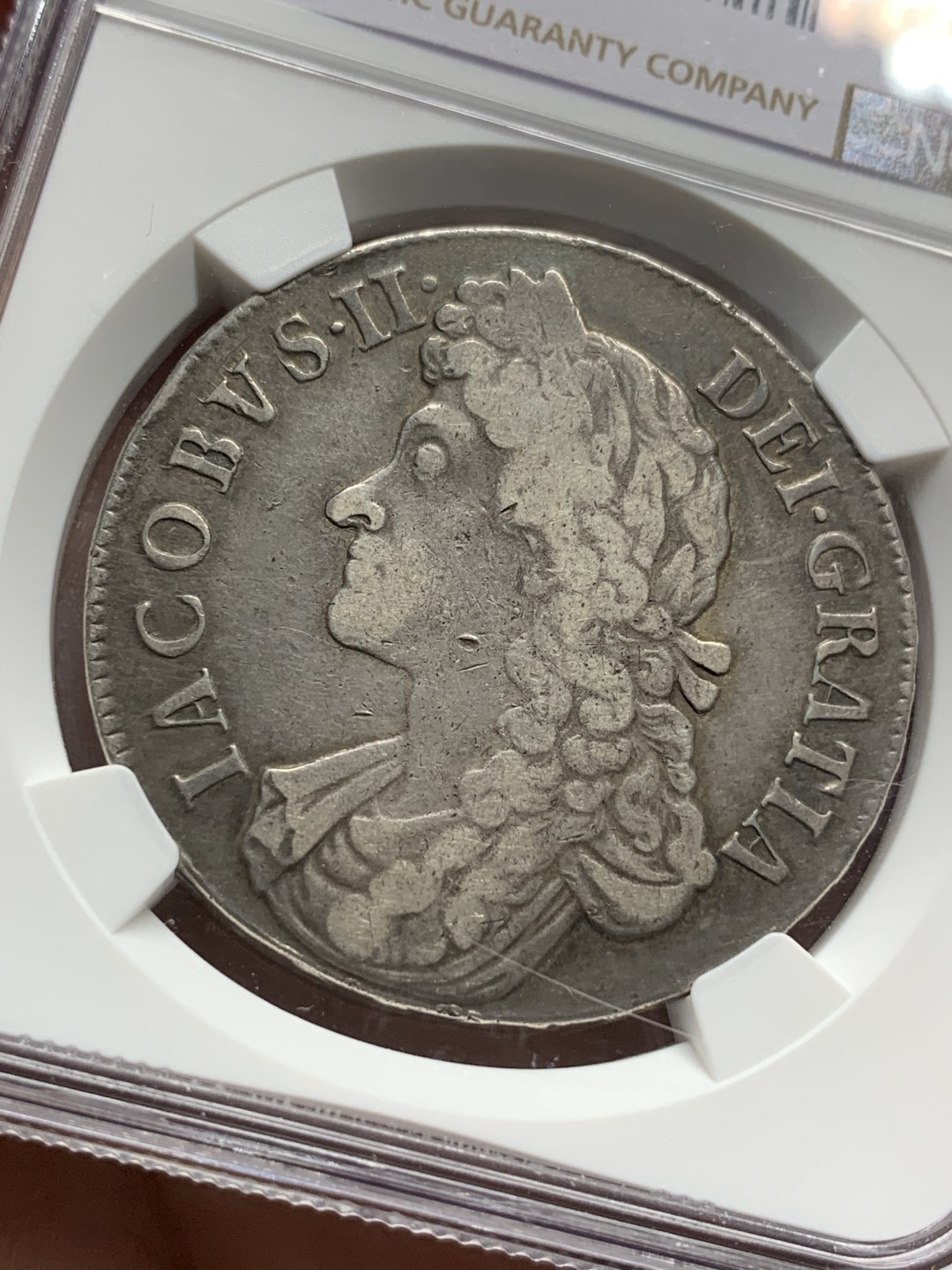 《竞宝斋》第115场-周日，周一 ，2场连拍（全场包邮） NGC VF35 英国 1688 詹姆斯二世  1克朗 大银币 稀缺品种