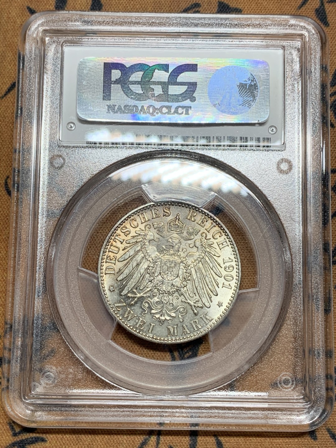 《竞宝斋》第115场-周日，周一 ，2场连拍（全场包邮） PCGS-MS65 德国 1901年 普鲁士建国200周年2马克纪念银币