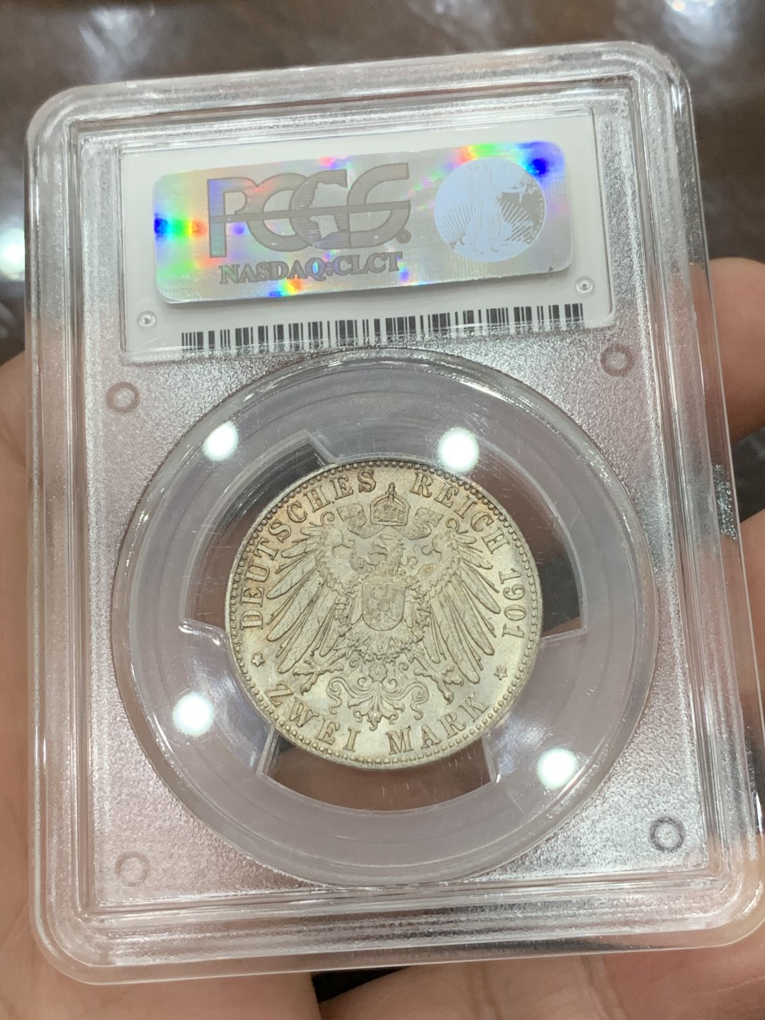 《竞宝斋》第115场-周日，周一 ，2场连拍（全场包邮） PCGS-MS65 德国 1901年 普鲁士建国200周年2马克纪念银币