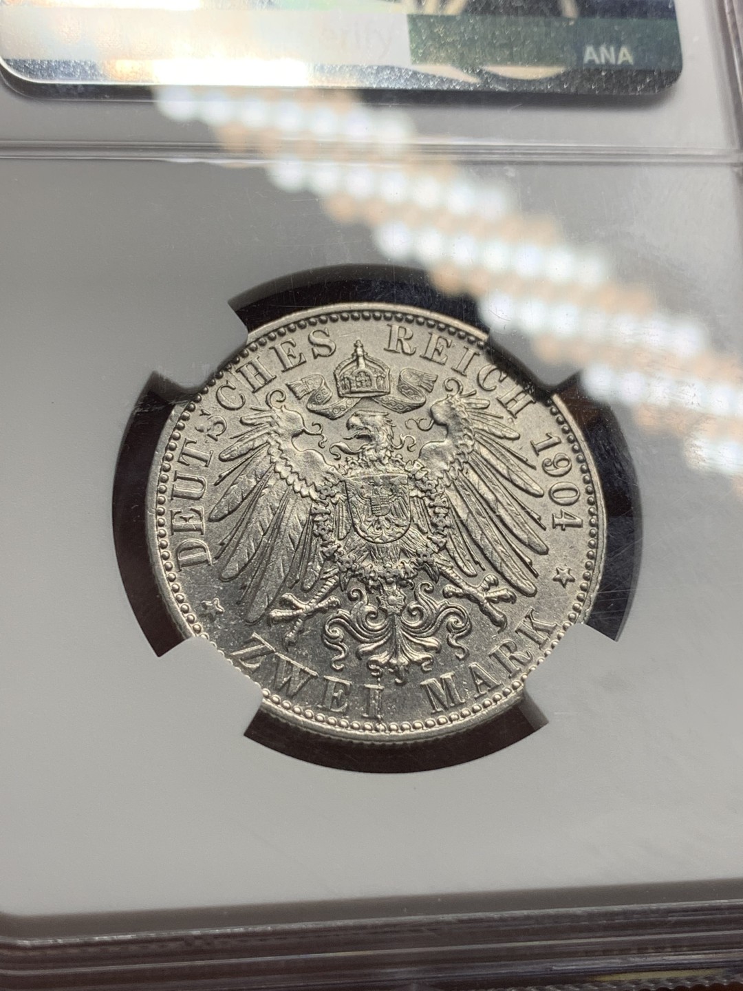 《竞宝斋》第115场-周日，周一 ，2场连拍（全场包邮） NGC-MS62 德国 1904年 不来梅 双狮2马克银币 少见品种，原光好品