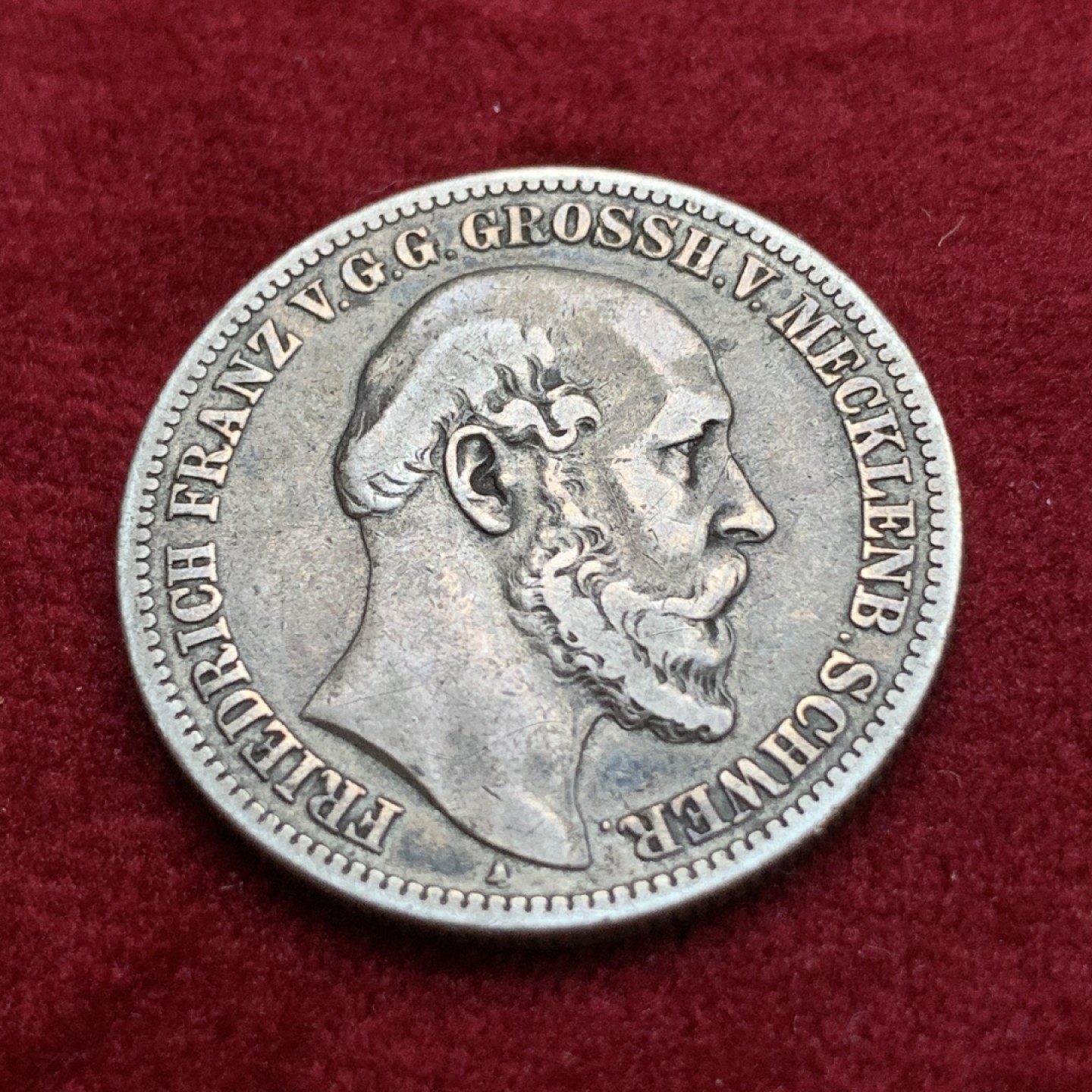 《竞宝斋》第115场-周日，周一 ，2场连拍（全场包邮） 1876年德国梅克伦堡2马克，银币，少见地中海马克