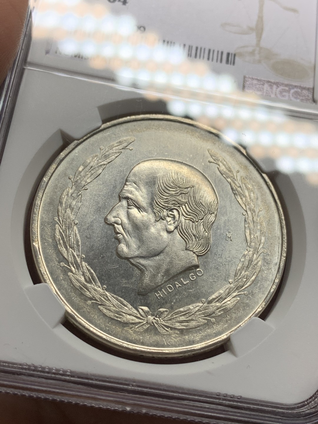 《竞宝斋》第115场-周日，周一 ，2场连拍（全场包邮） NGC-MS64 墨西哥1953年 5比索大银币 银霜能见 顶级好品