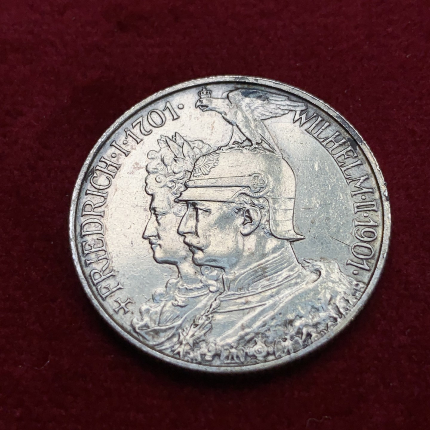 《竞宝斋》第115场-周日，周一 ，2场连拍（全场包邮） 德国 普鲁士1901年 建国2马克 银币 状态不错