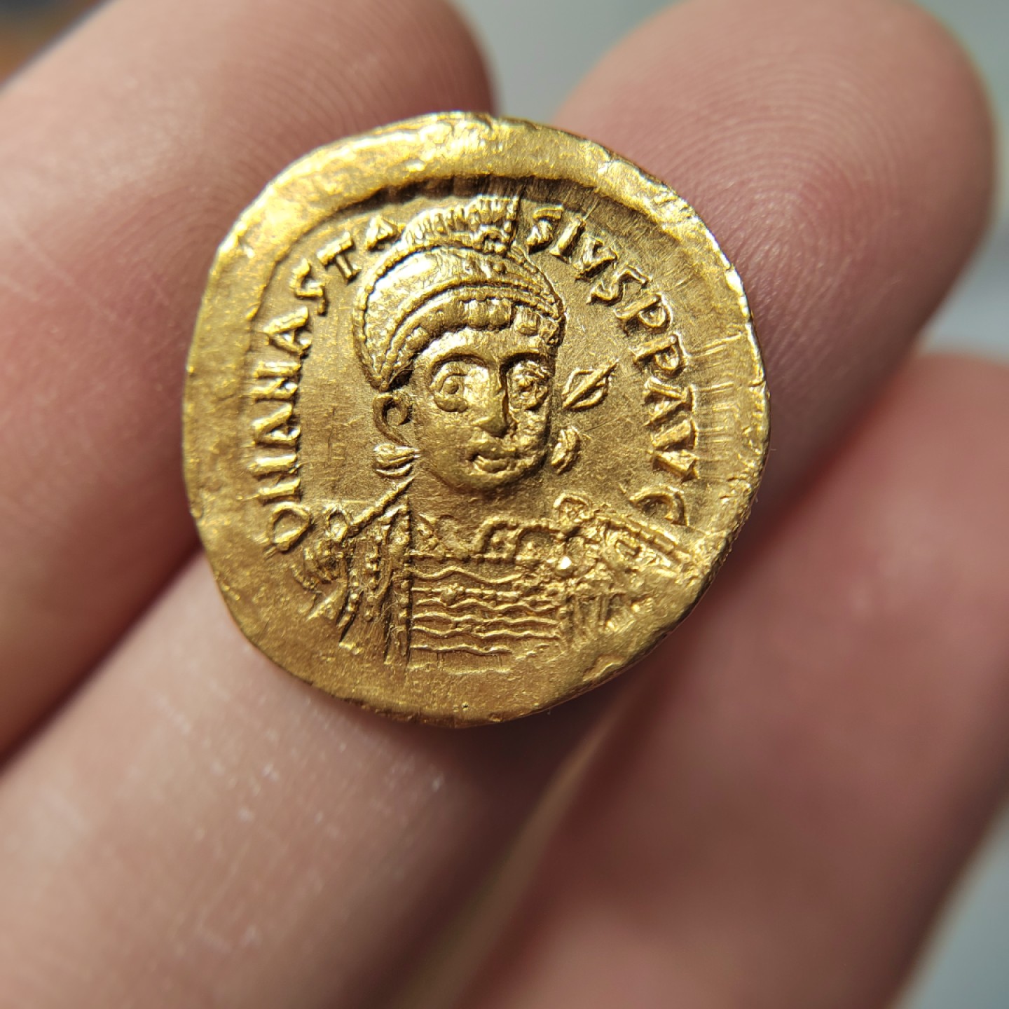 王之爱好～打制钱币 拜占庭帝国阿纳斯塔修斯一世金币