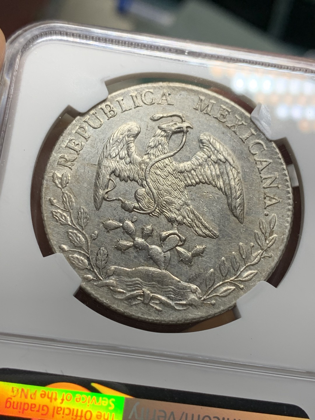 《竞宝斋》第115场-周日，周一 ，2场连拍（全场包邮） NGC UNC 墨西哥 1894年 8R 花边鹰洋 银币 打制压力十足 细节好 全羽不错