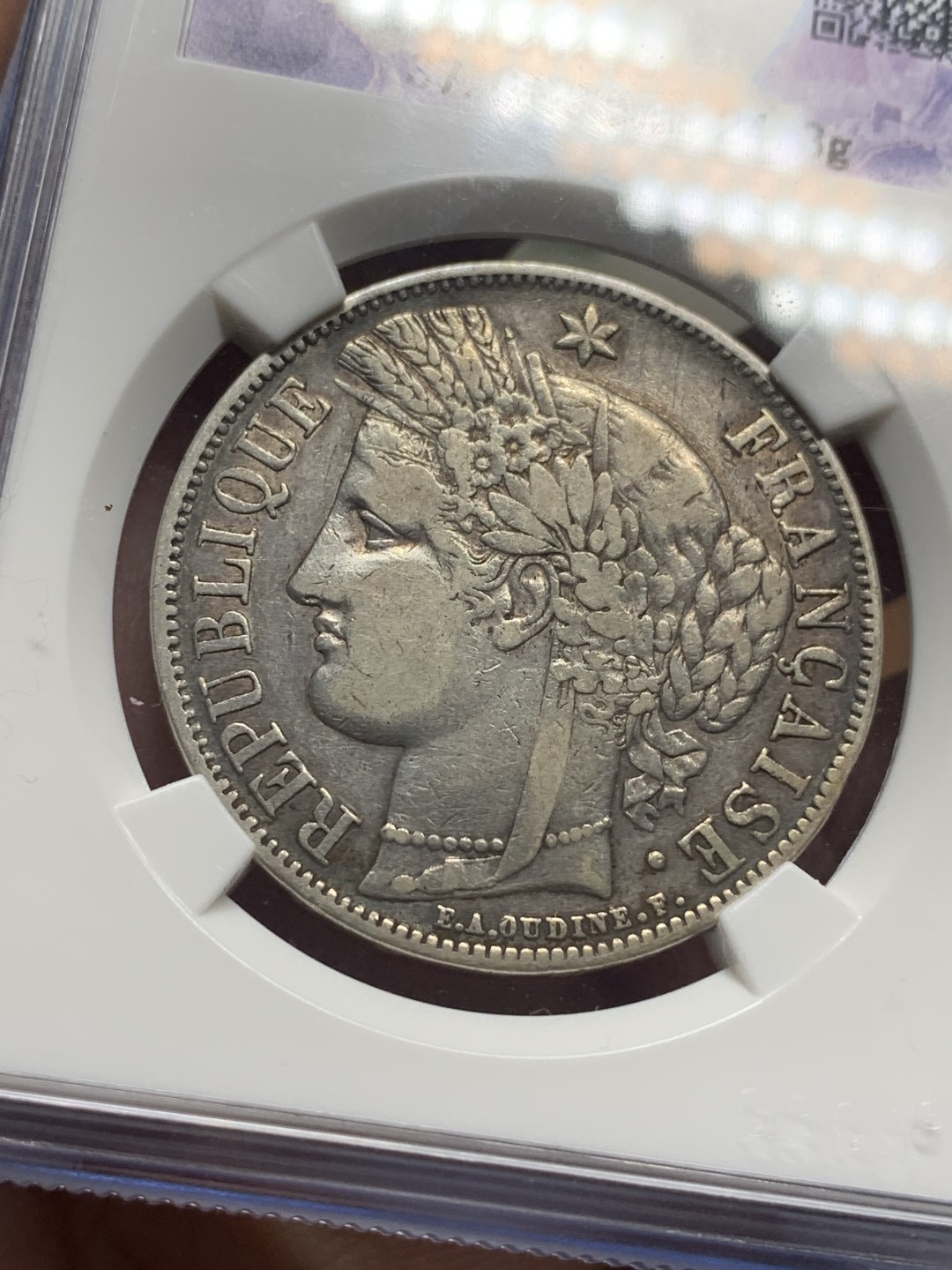 《竞宝斋》第115场-周日，周一 ，2场连拍（全场包邮） 公博 老盒 法国 1851年 谷物女神 5法郎银币