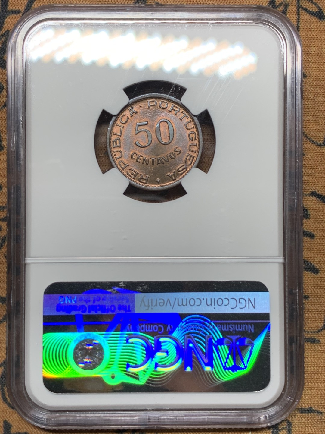 《竞宝斋》第115场-周日，周一 ，2场连拍（全场包邮） NGC MS64BN 葡属圣多美和普林西比1962年50分铜币