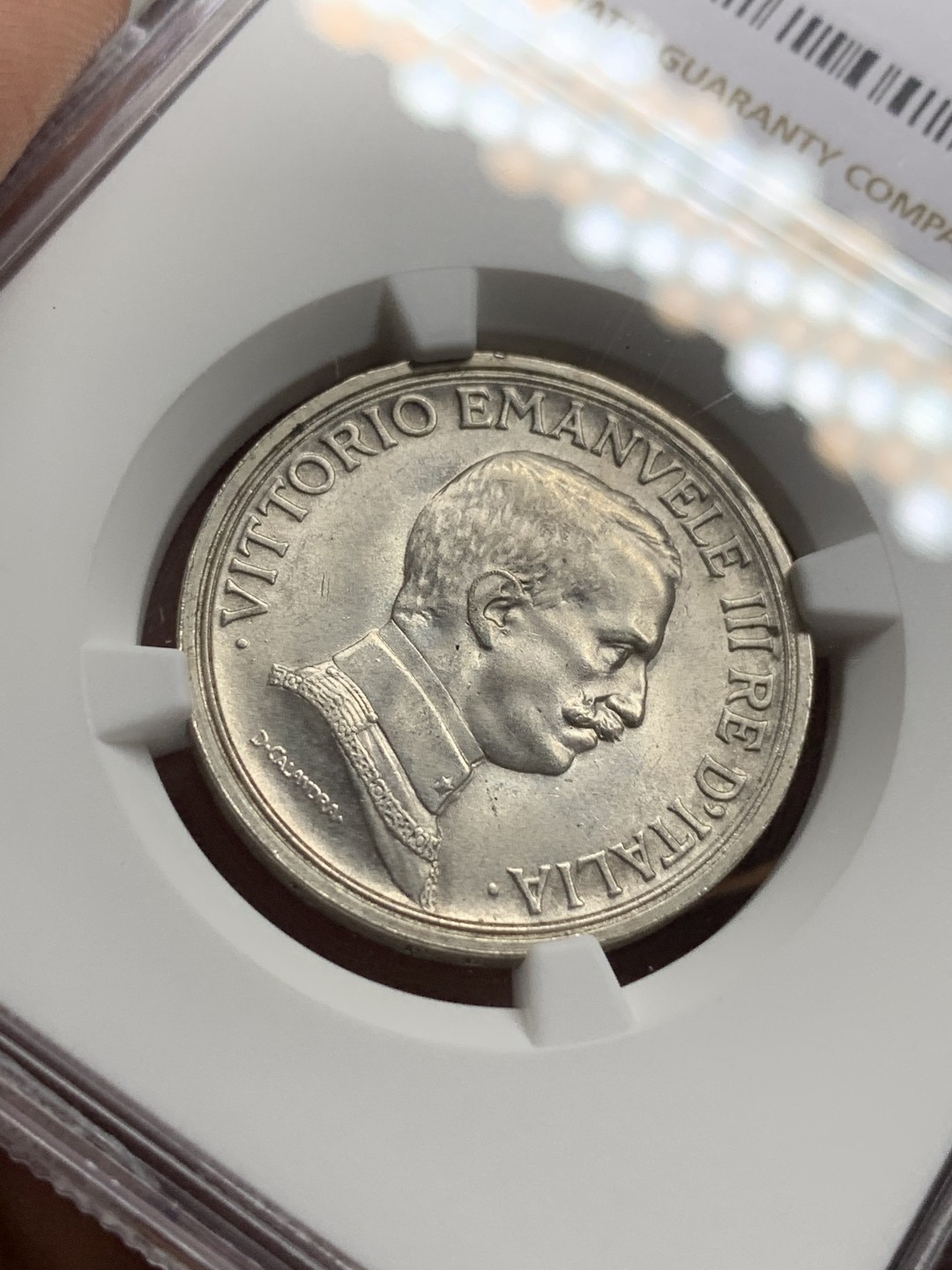 《竞宝斋》第115场-周日，周一 ，2场连拍（全场包邮） NGC-MS62 意大利1914年 胜利马车 2里拉银币