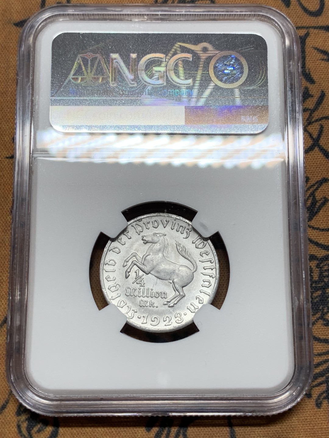 《竞宝斋》第115场-周日，周一 ，2场连拍（全场包邮） NGC-MS64 德国魏玛 1923年 25万马克 大马铝币 顶级分数