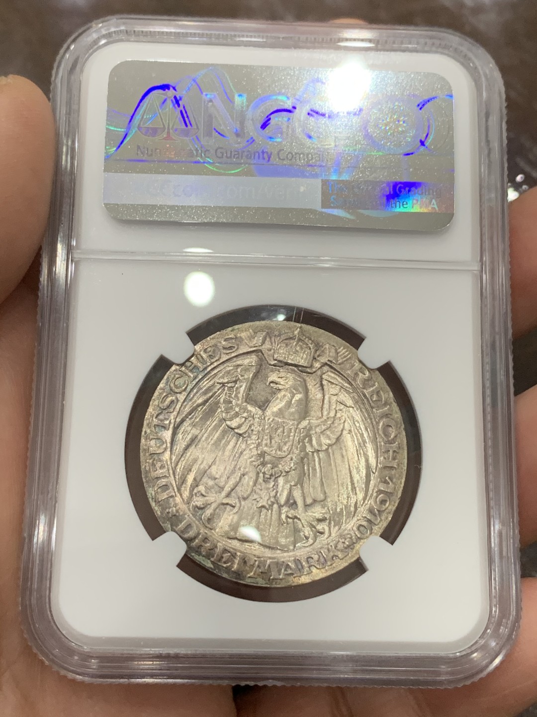 《竞宝斋》第115场-周日，周一 ，2场连拍（全场包邮） NGC MS64 德国普鲁士1910年柏林大学建校100周年纪念3马克银币