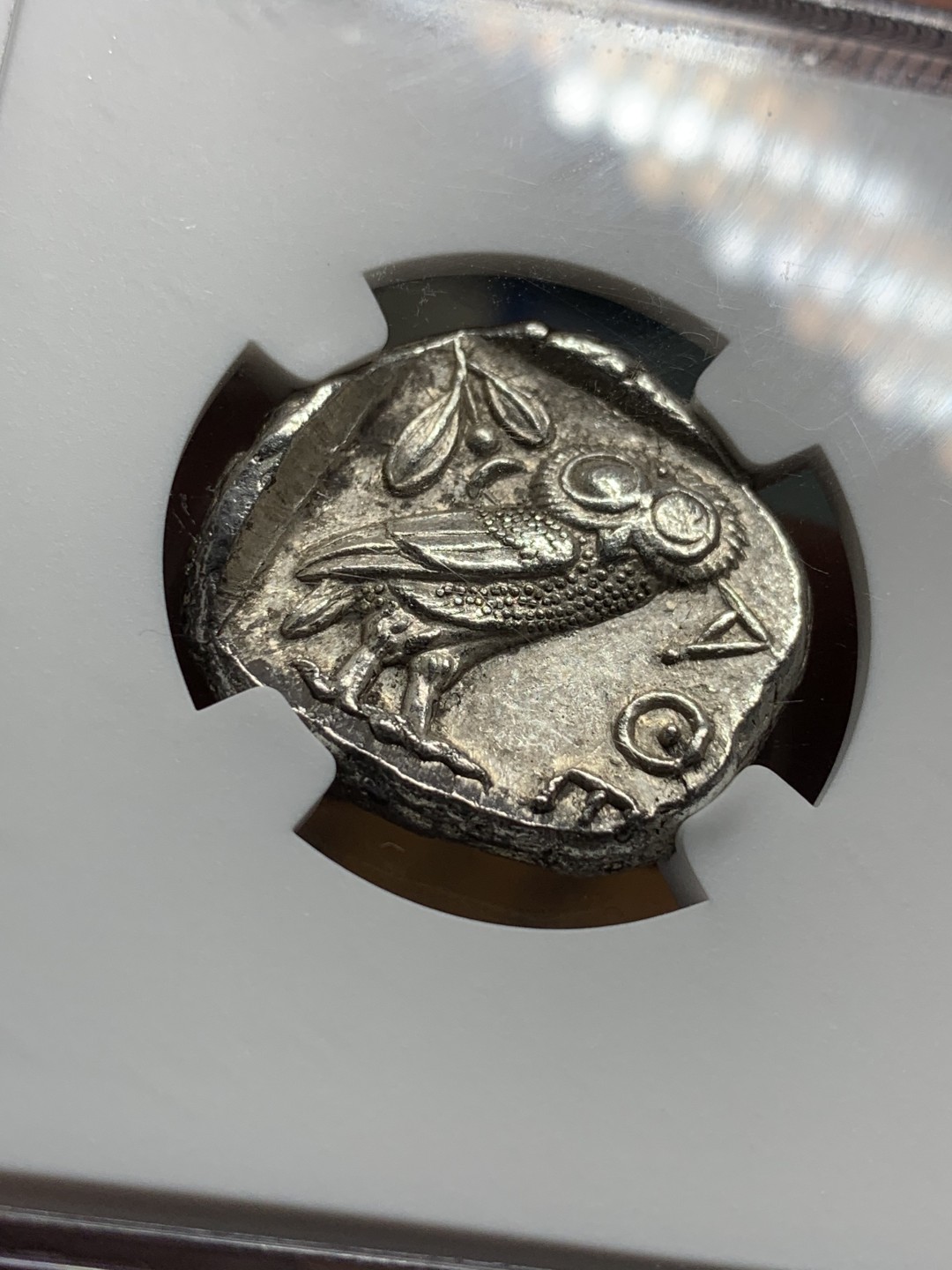 《竞宝斋》第115场-周日，周一 ，2场连拍（全场包邮） NGC Ch AU 古典币评级 5/5,3/5 公元前440-404年 古希腊 雅典娜 猫头鹰 4德拉玛克 银币 重17.19克 打制犀利 给CH实在难得