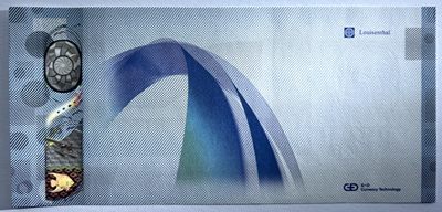 2022第41场：精品测试钞、凹版纪念印样专场 - 路易森塔尔 LEAD®️全息条纹贴膜“彩虹桥”测试钞UNC