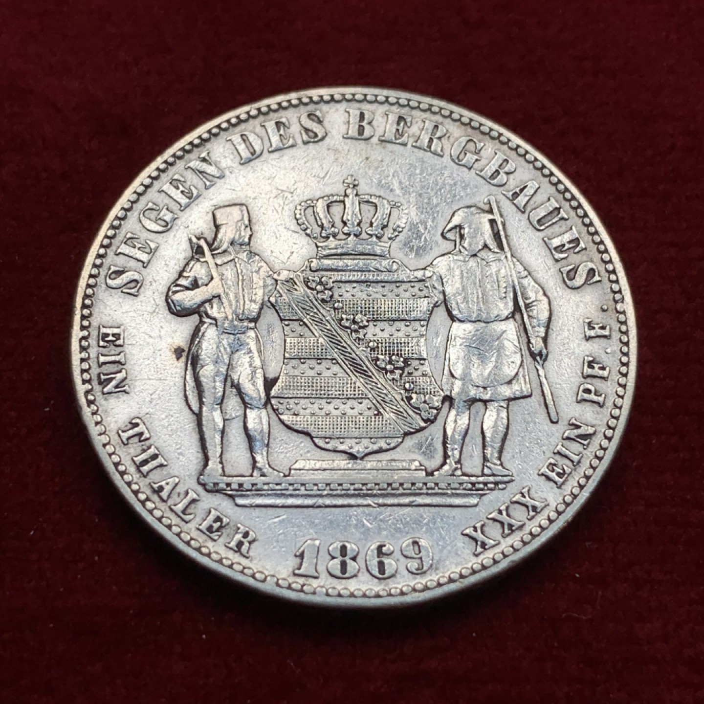 《竞宝斋》第115场-周日，周一 ，2场连拍（全场包邮） 1869年德国萨克森矿业泰勒 银币 也不多见