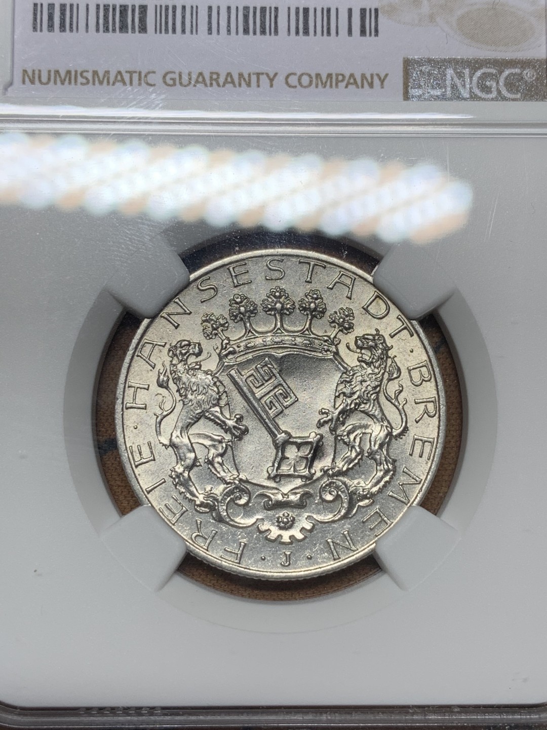 《竞宝斋》第115场-周日，周一 ，2场连拍（全场包邮） NGC-MS62 德国 1904年 不来梅 双狮2马克银币 少见品种，原光好品