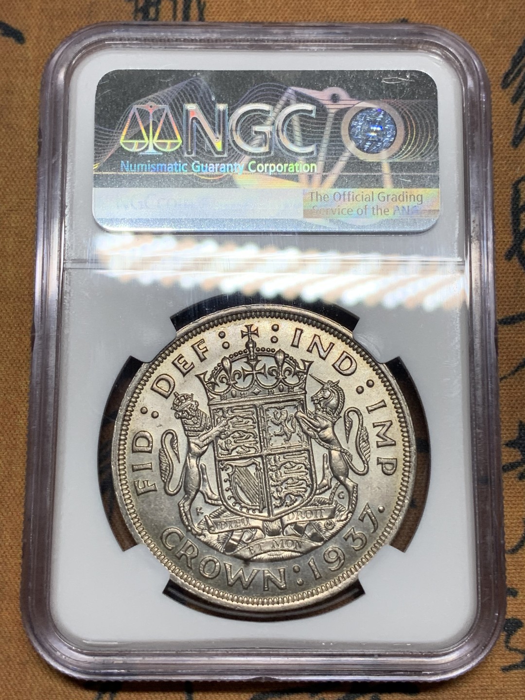 《竞宝斋》第115场-周日，周一 ，2场连拍（全场包邮） NGC MS63 英国 1937 乔治六世 登基纪念 克朗大银币