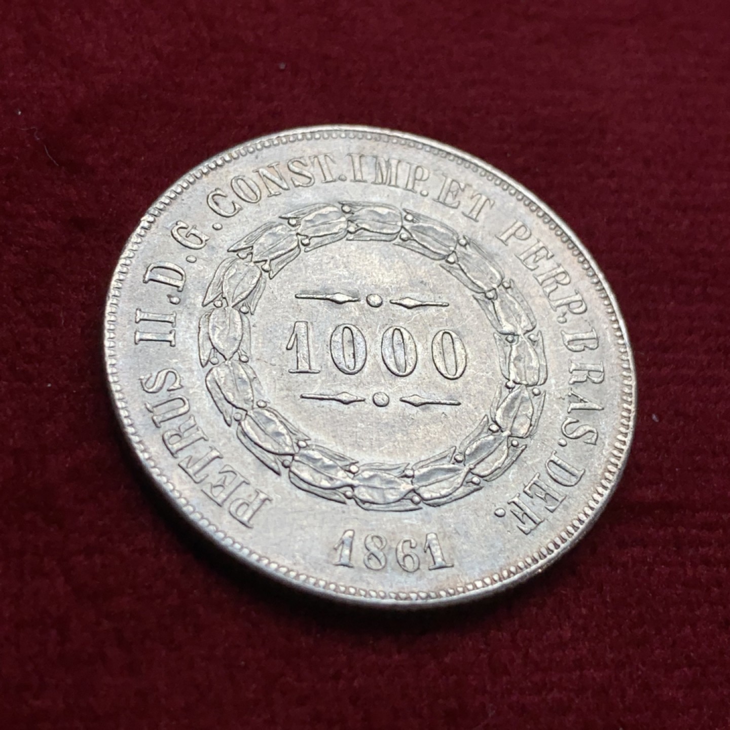 《竞宝斋》第115场-周日，周一 ，2场连拍（全场包邮） 巴西 1861年 1000瑞斯银币 少见品种 充满拉美风情
