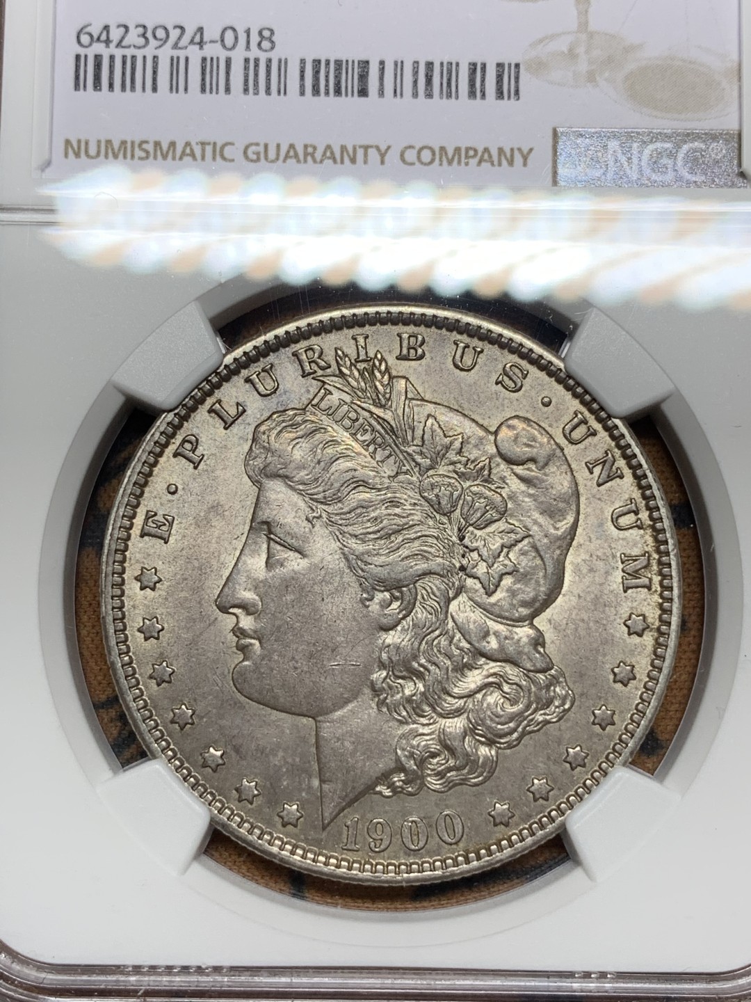 《竞宝斋》第115场-周日，周一 ，2场连拍（全场包邮） NGC-MS63 美国1900-O年 摩根一元大银币 原光淡彩 非常漂亮