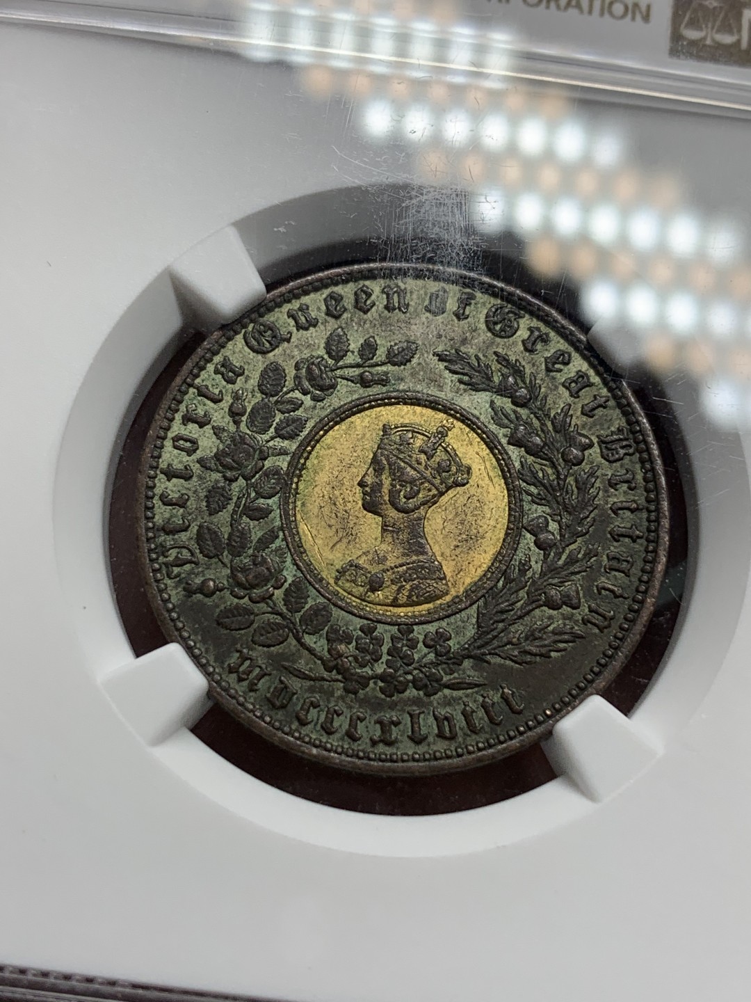 《竞宝斋》第115场-周日，周一 ，2场连拍（全场包邮） NGC AU55 英国 1848 维多利亚Model双金属克朗  状态好 给分偏低