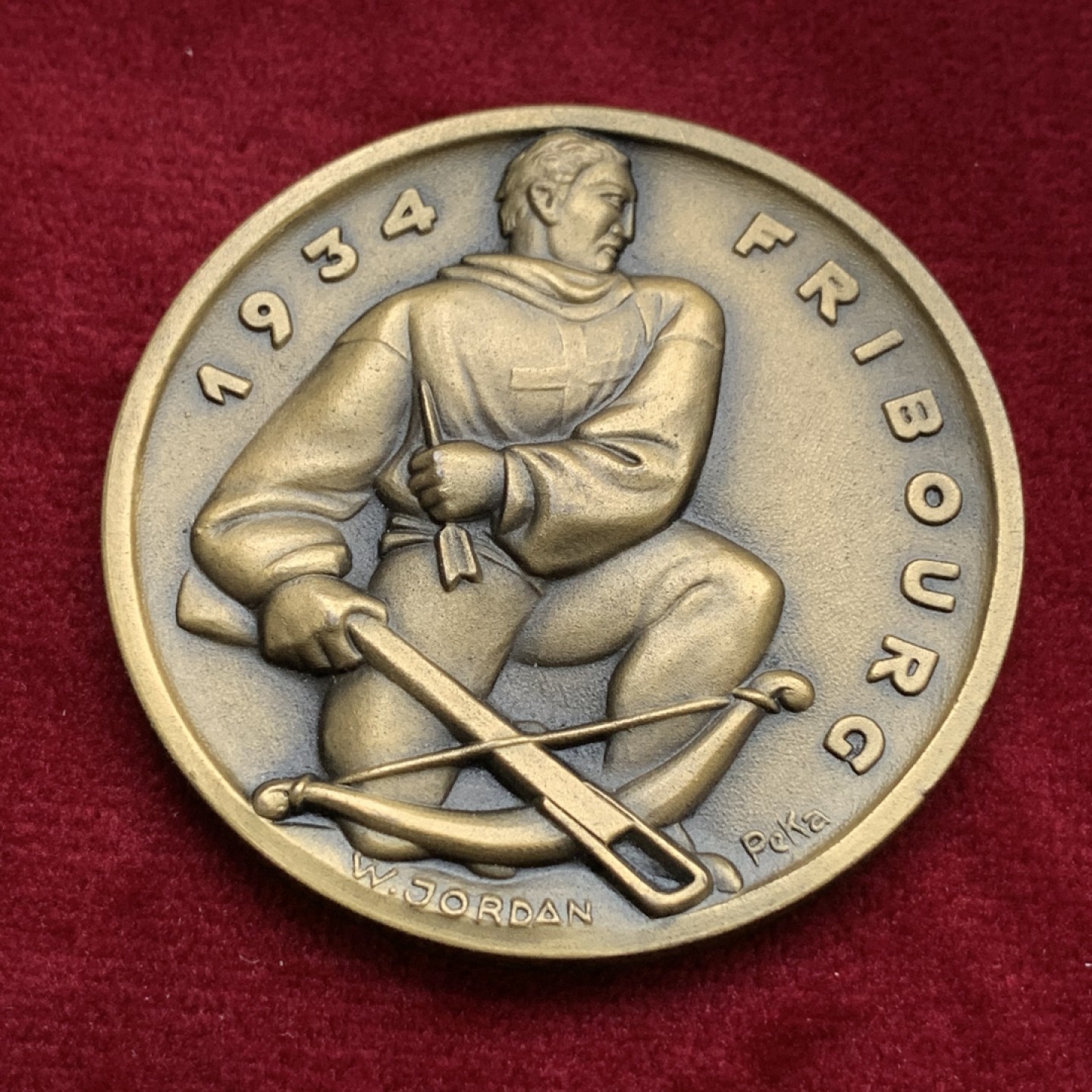 《竞宝斋》第115场-周日，周一 ，2场连拍（全场包邮） 瑞士1934年 射击节 铜章50mm53g