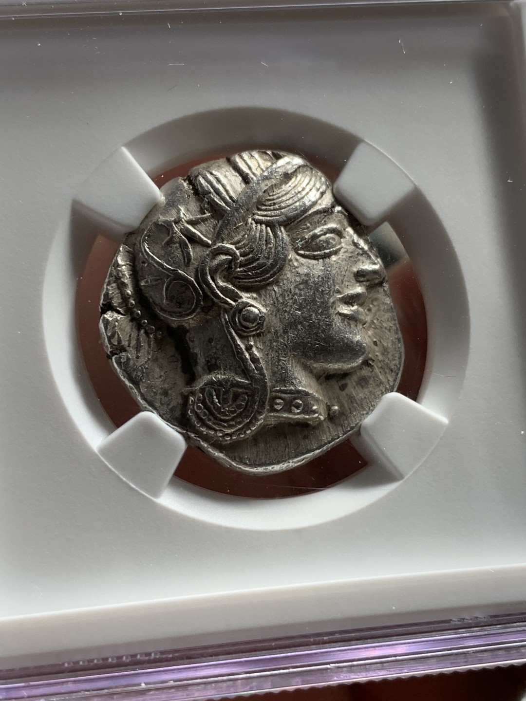 《竞宝斋》第115场-周日，周一 ，2场连拍（全场包邮） NGC Ch AU 古典币评级 5/5,3/5 公元前440-404年 古希腊 雅典娜 猫头鹰 4德拉玛克 银币 重17.19克 打制犀利 给CH实在难得