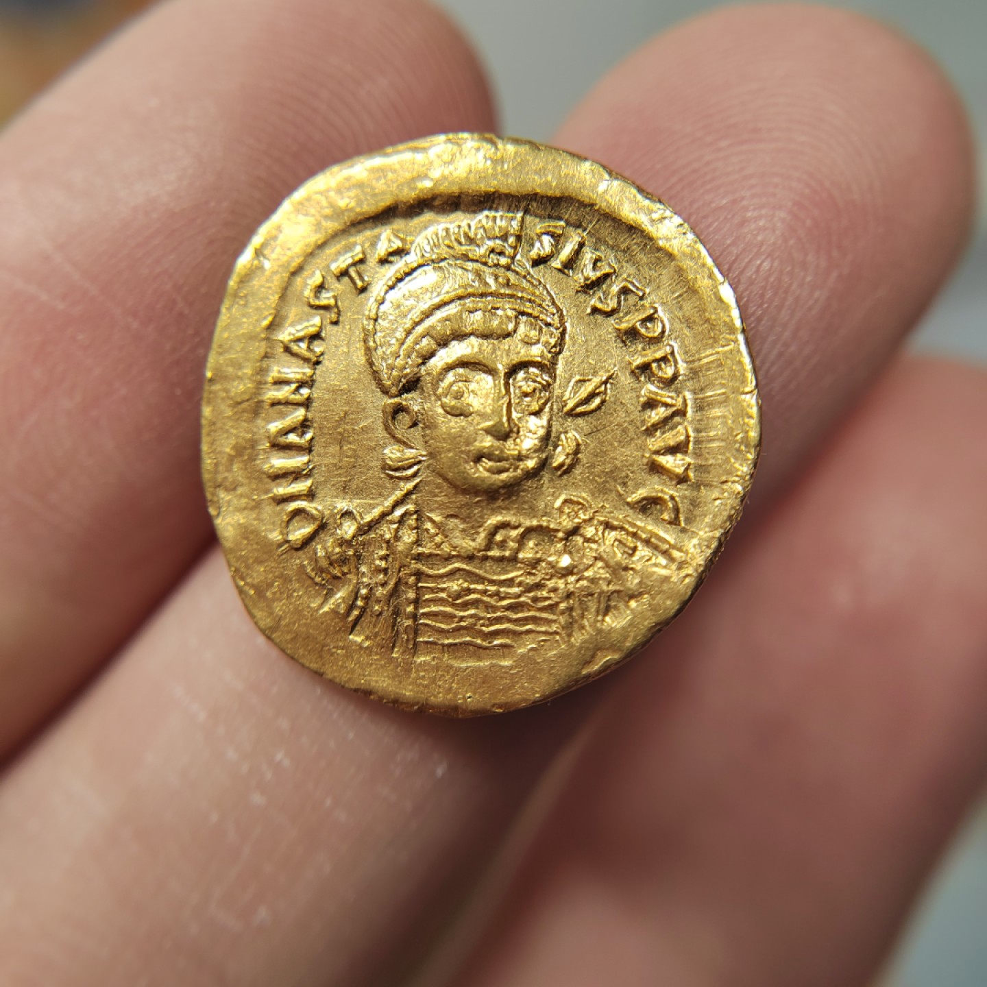 王之爱好～打制钱币 拜占庭帝国阿纳斯塔修斯一世金币