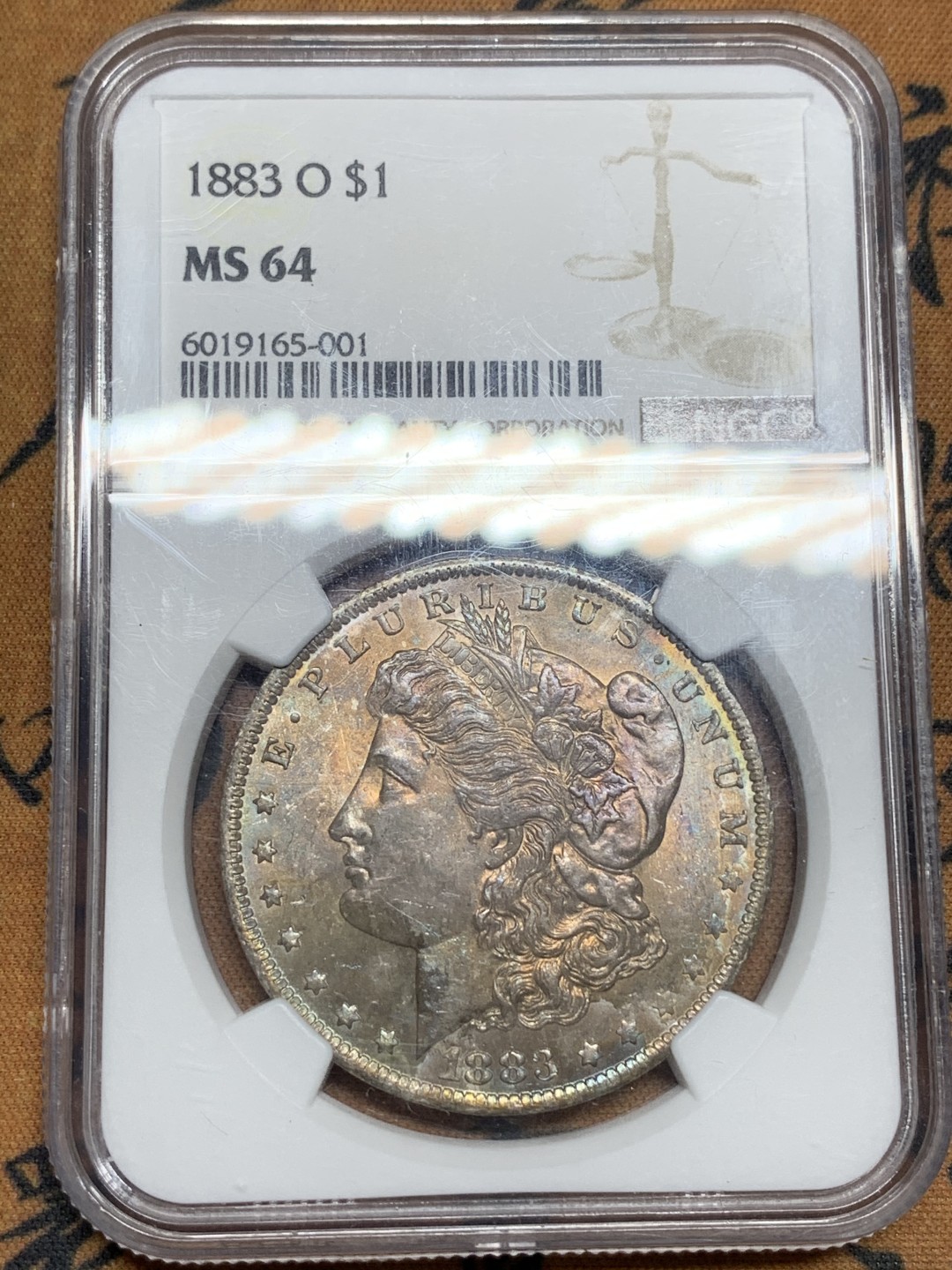 《竞宝斋》第115场-周日，周一 ，2场连拍（全场包邮） NGC-MS64 美国 1883年 摩根银币 卷首彩 状态很不错