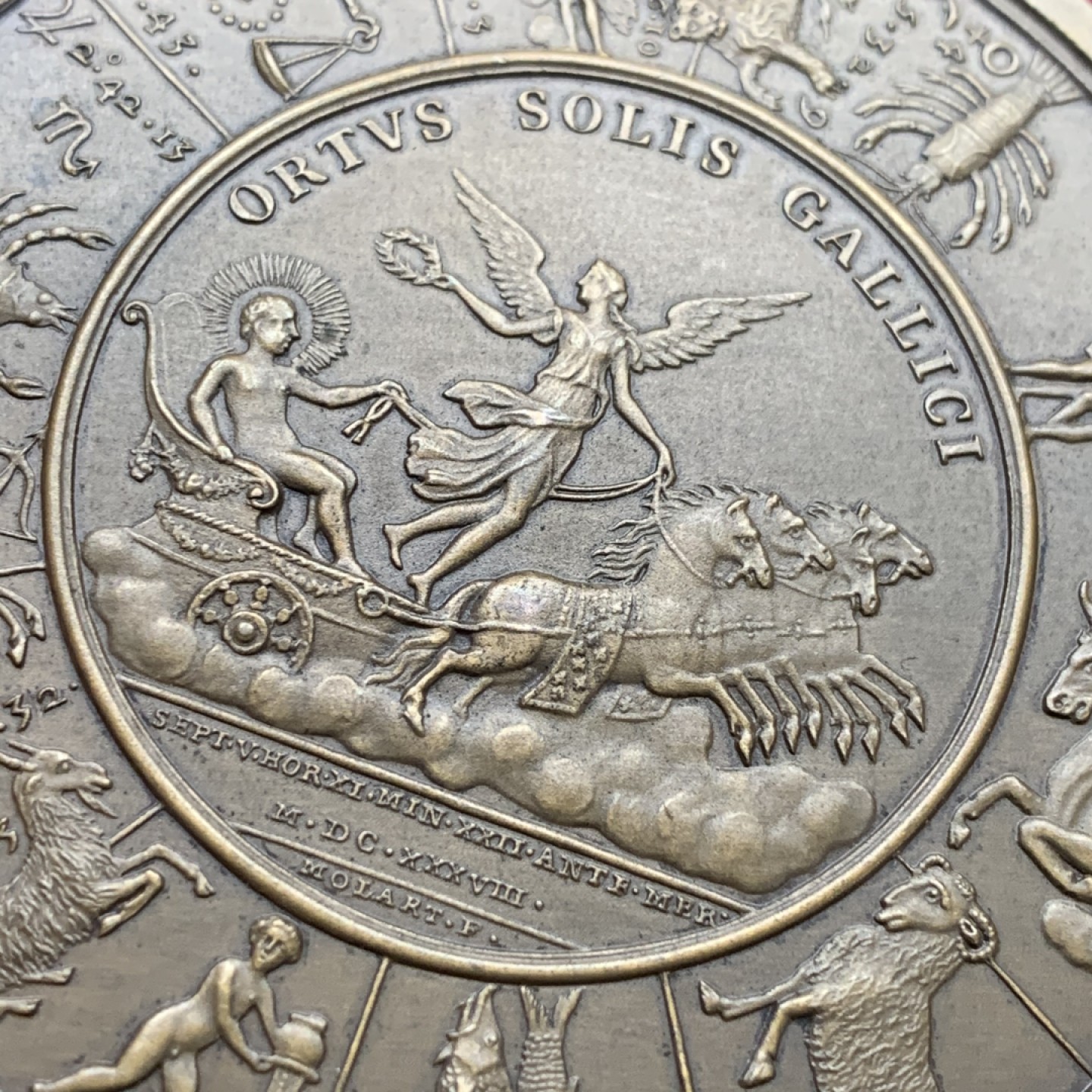 《竞宝斋》第115场-周日，周一 ，2场连拍（全场包邮） 1637年法国路易十三  星座大铜章（20世纪初铸造），直径72mm，重量182g 超大规格 细节精细