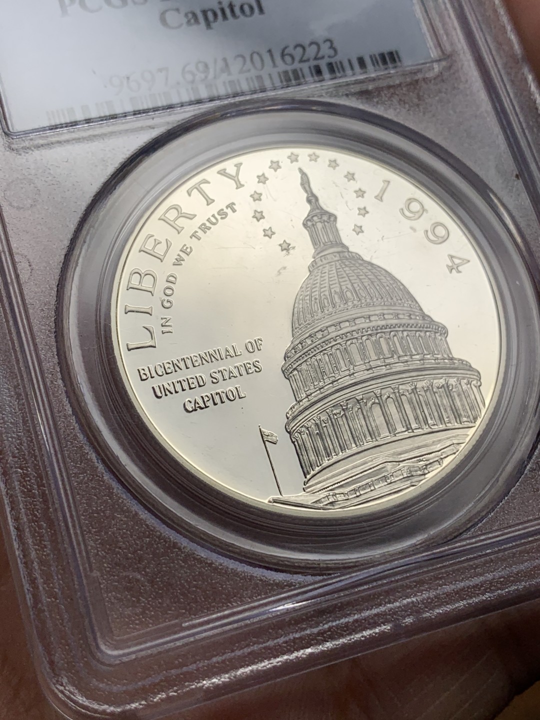 《竞宝斋》第115场-周日，周一 ，2场连拍（全场包邮） PCGS PR69DCAM 美国 1994年 国会大厦 200周年纪念 精制大银币 26.73克 900银