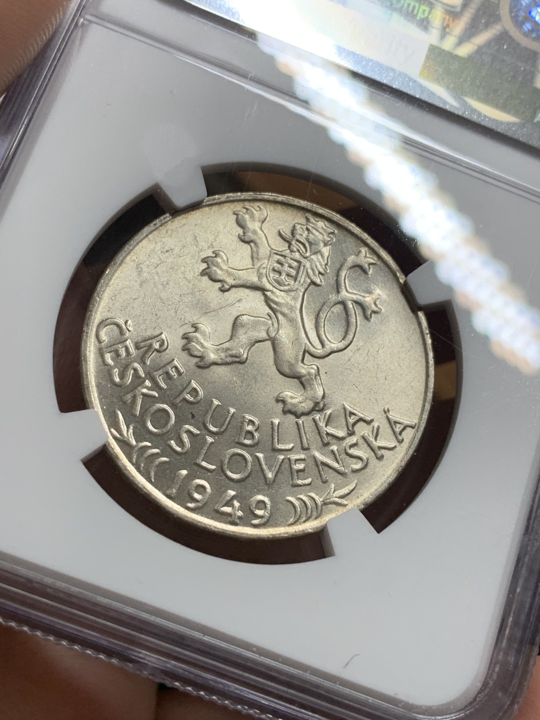 《竞宝斋》第115场-周日，周一 ，2场连拍（全场包邮） NGC-MS63 捷克 1949年 矿业纪念 100克朗银币 少见品种